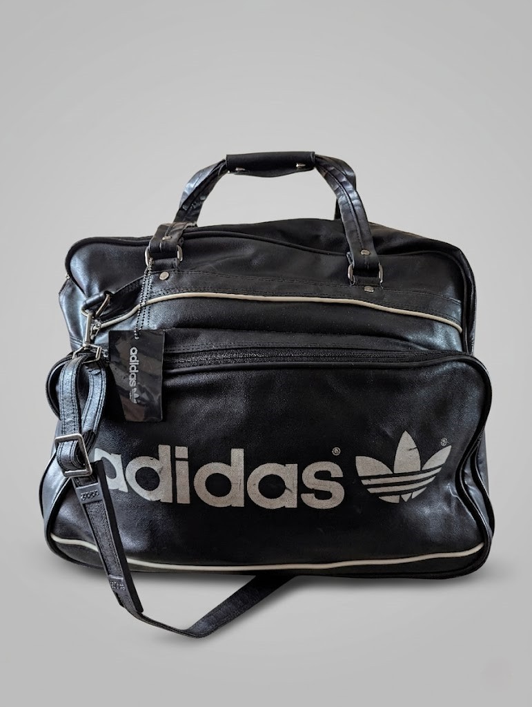 Adidas Vintage 80s 90s Large Duffel Bag Black White Trefoil West Germany Korea