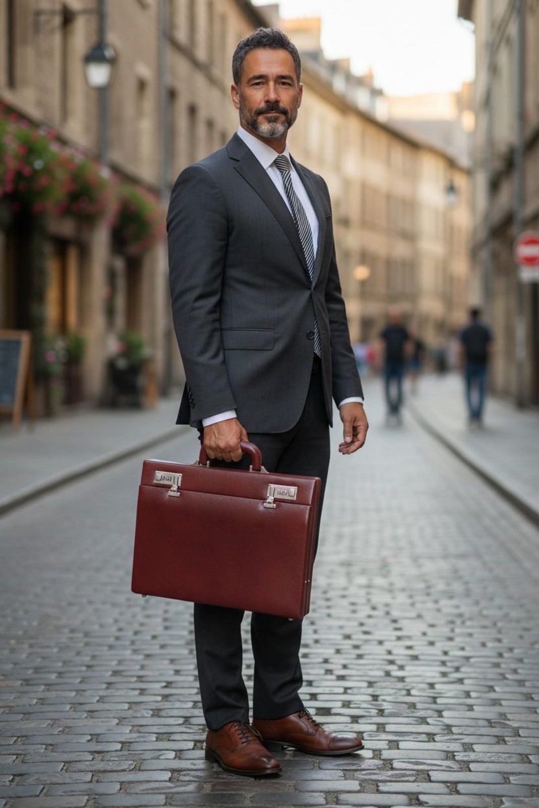 Brown Customized Leather Briefcase for Men, Laptop Attache Case