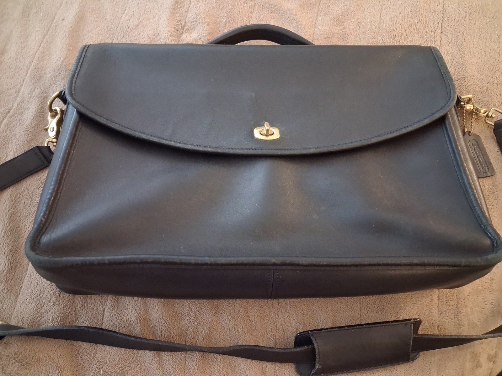 Vintage Coach Beekman 5265 Black Leather Briefcase Laptop Bag