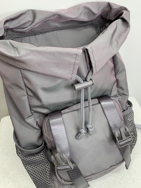 Fabletics The Cargo Backpack Gunmetal Grey Shine Unisex One Size NWT