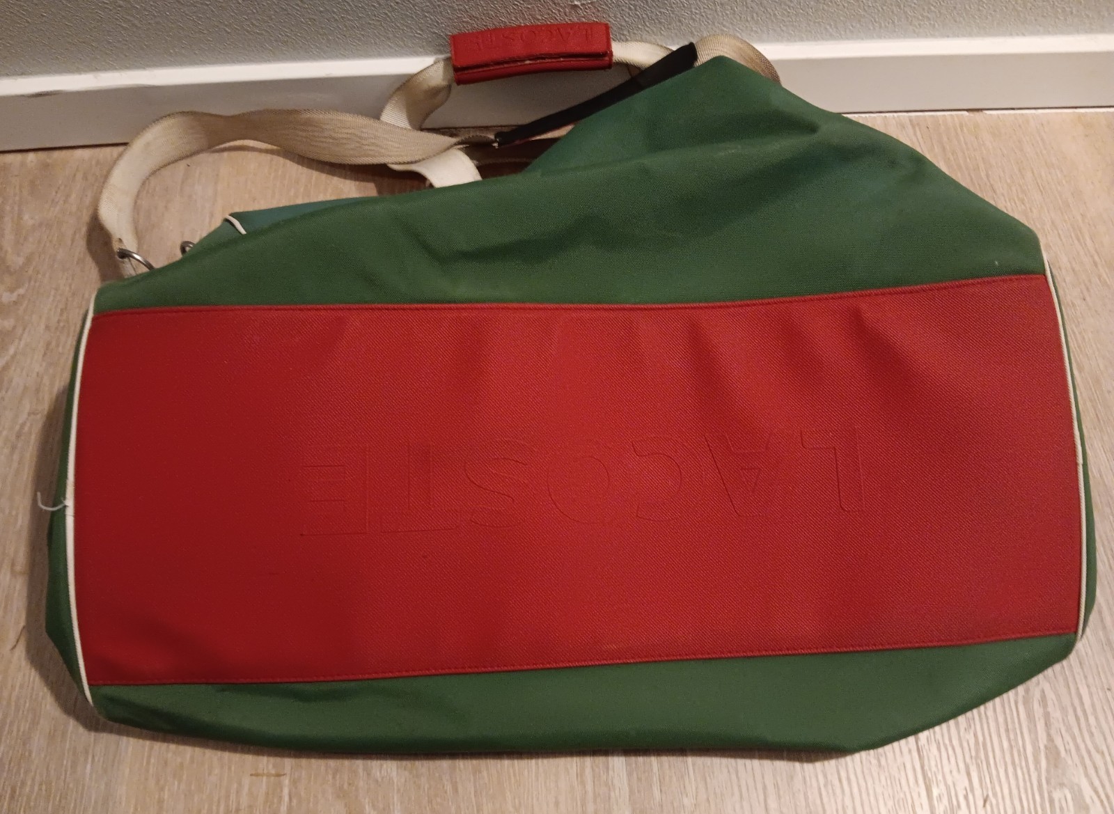 Lacoste Duffle Bag Green Sports Gym Tote Crocodile Logo – Broken zipper