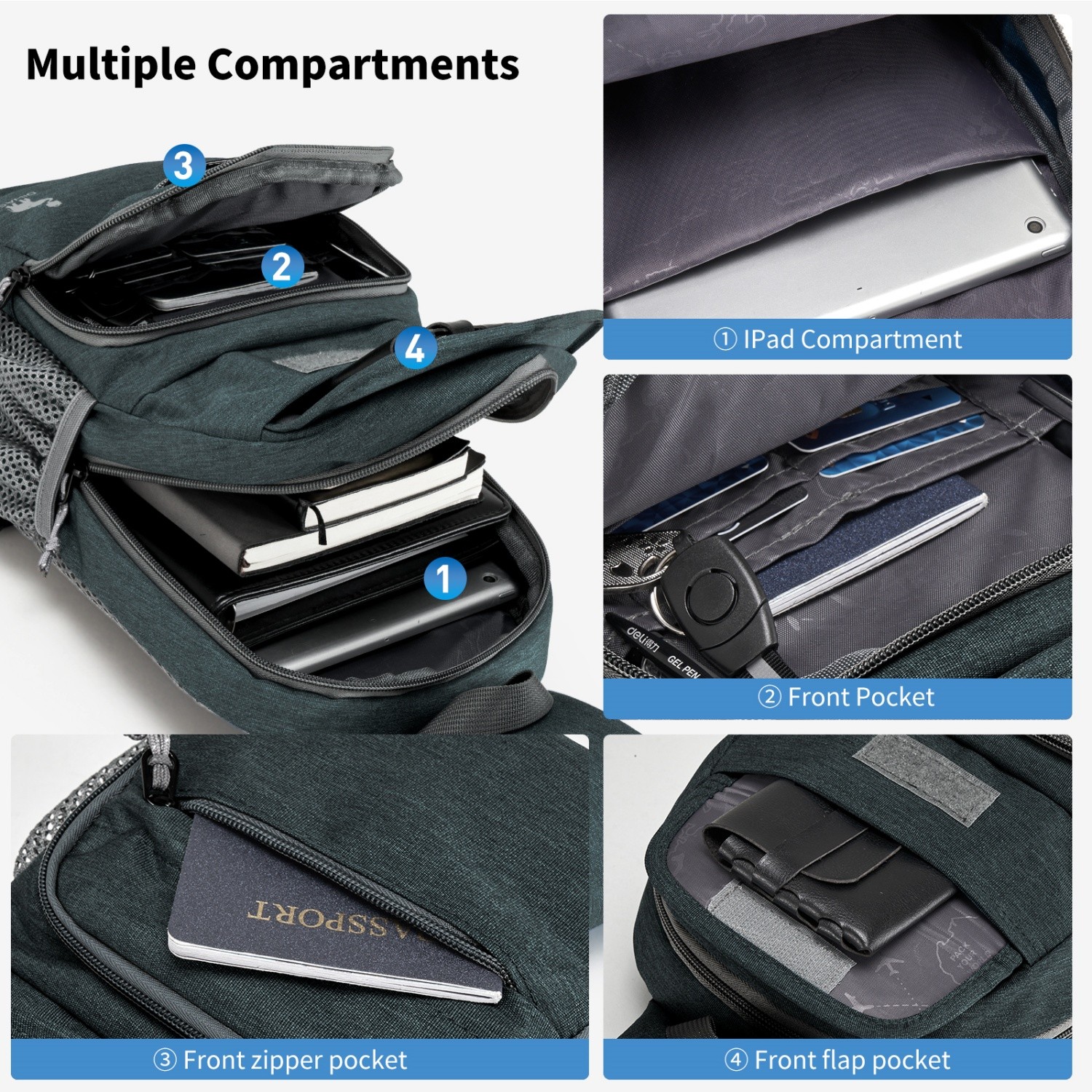 OIWAS Sling Crossbody Bag Casual Shoulder Bag Women Men’s Travel Chest Pack Gray