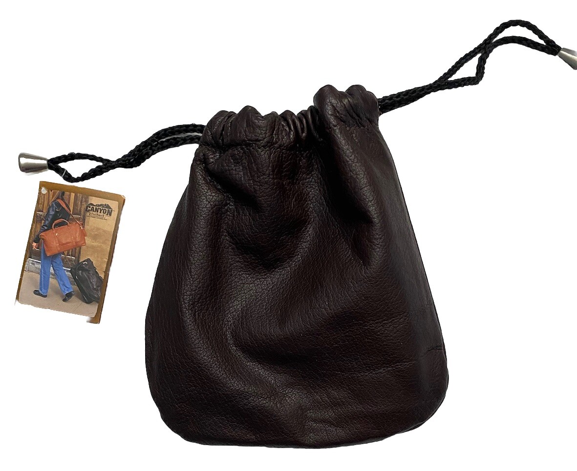Leather Pouch Canyon Outback Brown 8 IN X 6.5 IN Drawstring First Premier Bank