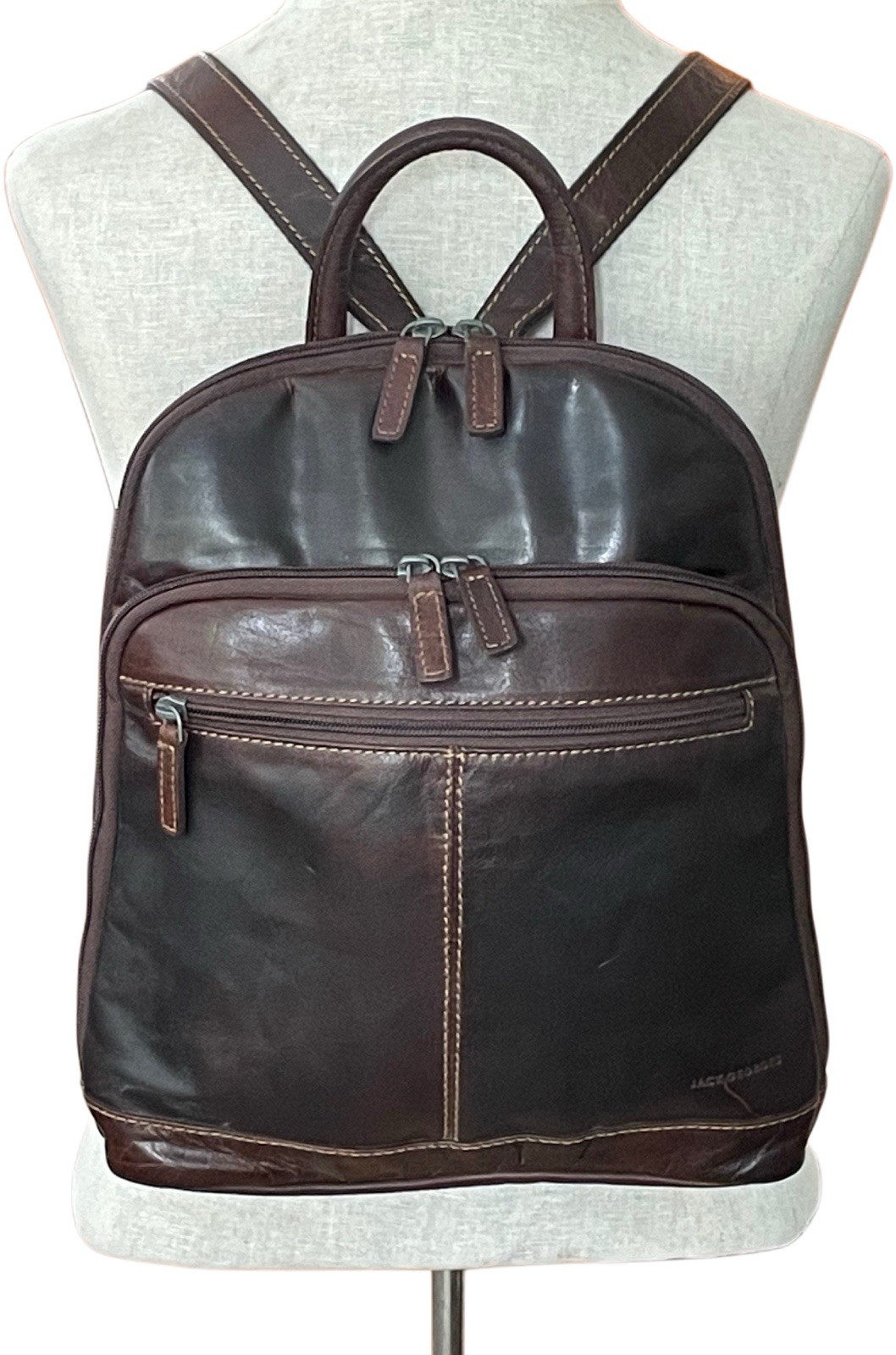 Jack Georges Voyager Buffalo Dark Brown Leather Small Backpack USA Unisex $240