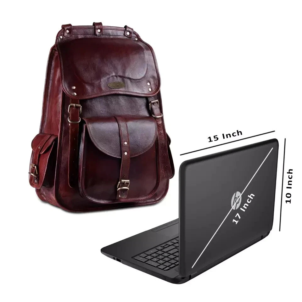 Vintage Leather Backpack Brown Rucksack Laptop Bag Handmade Travel Mens