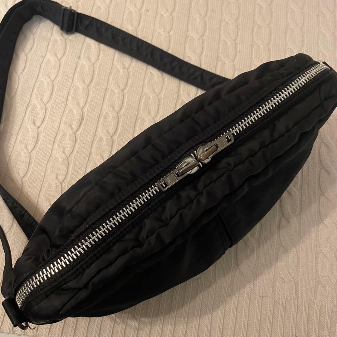 Authentic PORTER YoshidaBag Black Nylon Oval Shoulder Bag 21cm x 32cm x 9cm