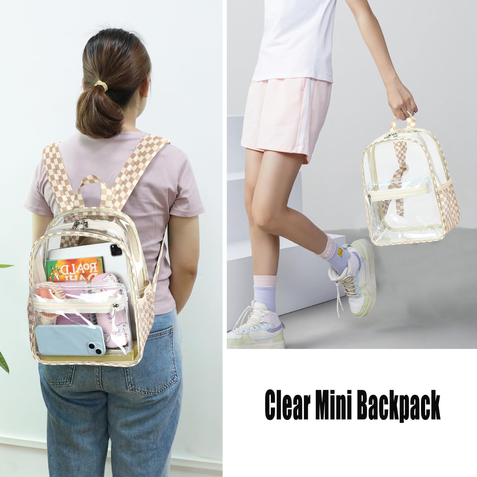 Clear Mini Backpack for Stadium Events 12x12x6 Small Transparent Bag