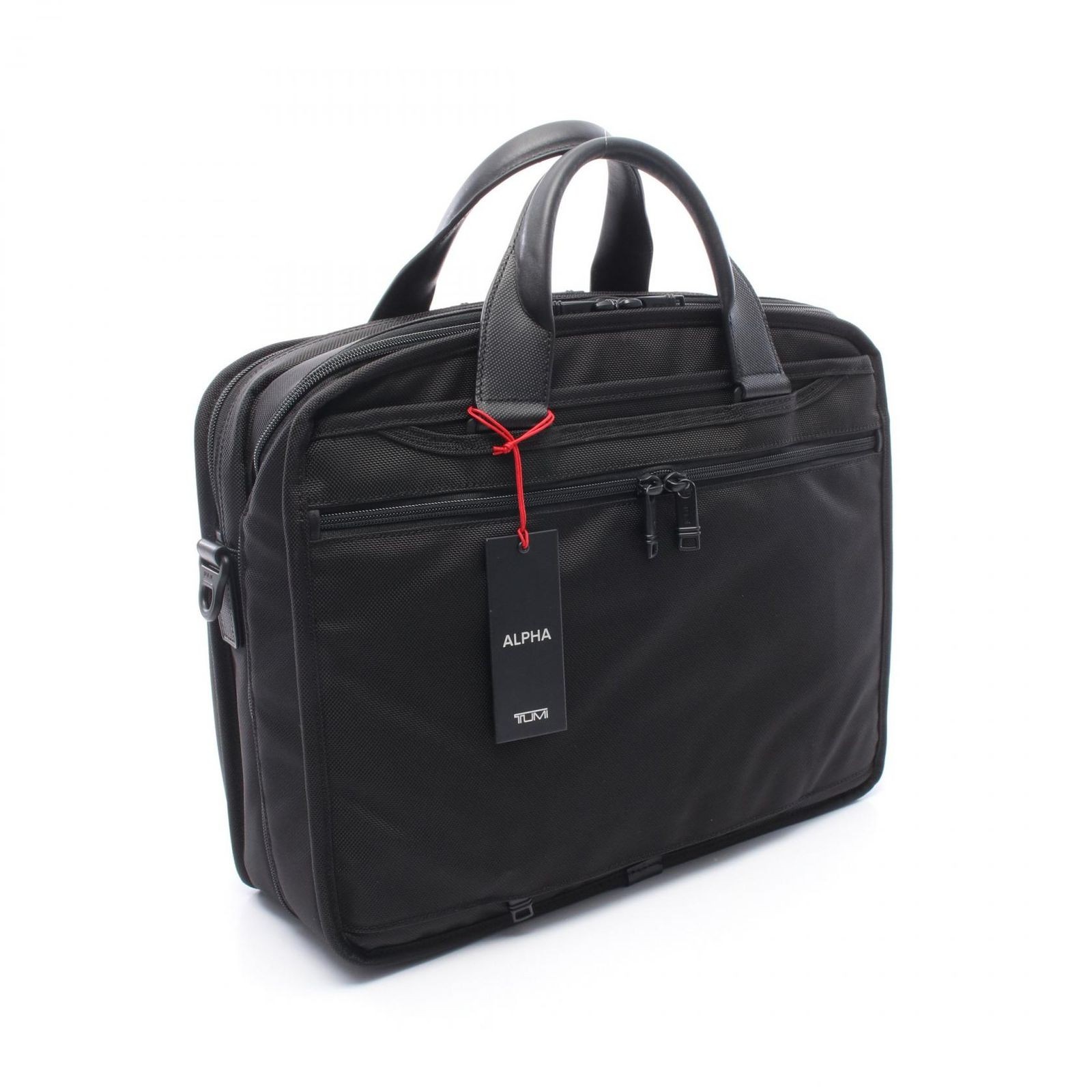 TUMI Briefcase ALPHA Organizer 2WAY Black Nylon Organizer Briefcase for Men