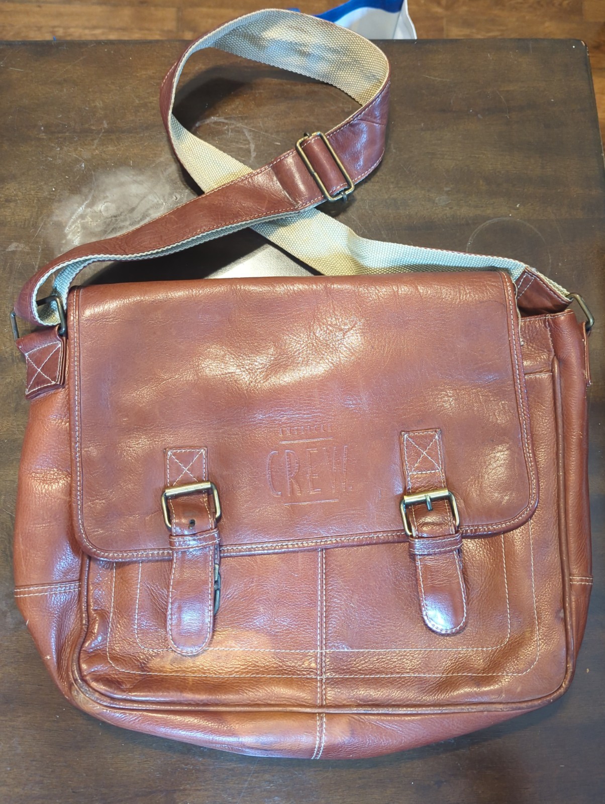 AMERICAN CREW Men’s Leather Messenger Work Bag Crossbody Bag Brown