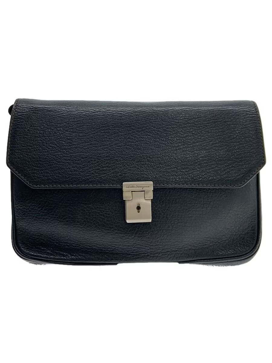 Salvatore Ferragamo AU-24-1038 Leather Second Bag in Black