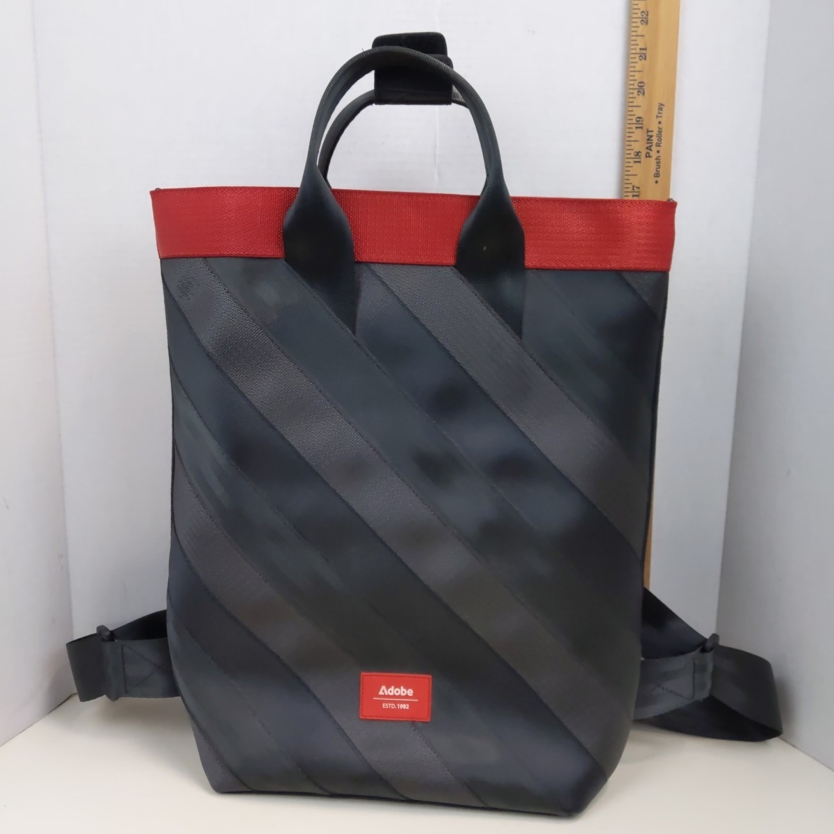 Jaggery Adobe Upcycled Backpack Black Red Repurposed Material Eco Friendly Bag