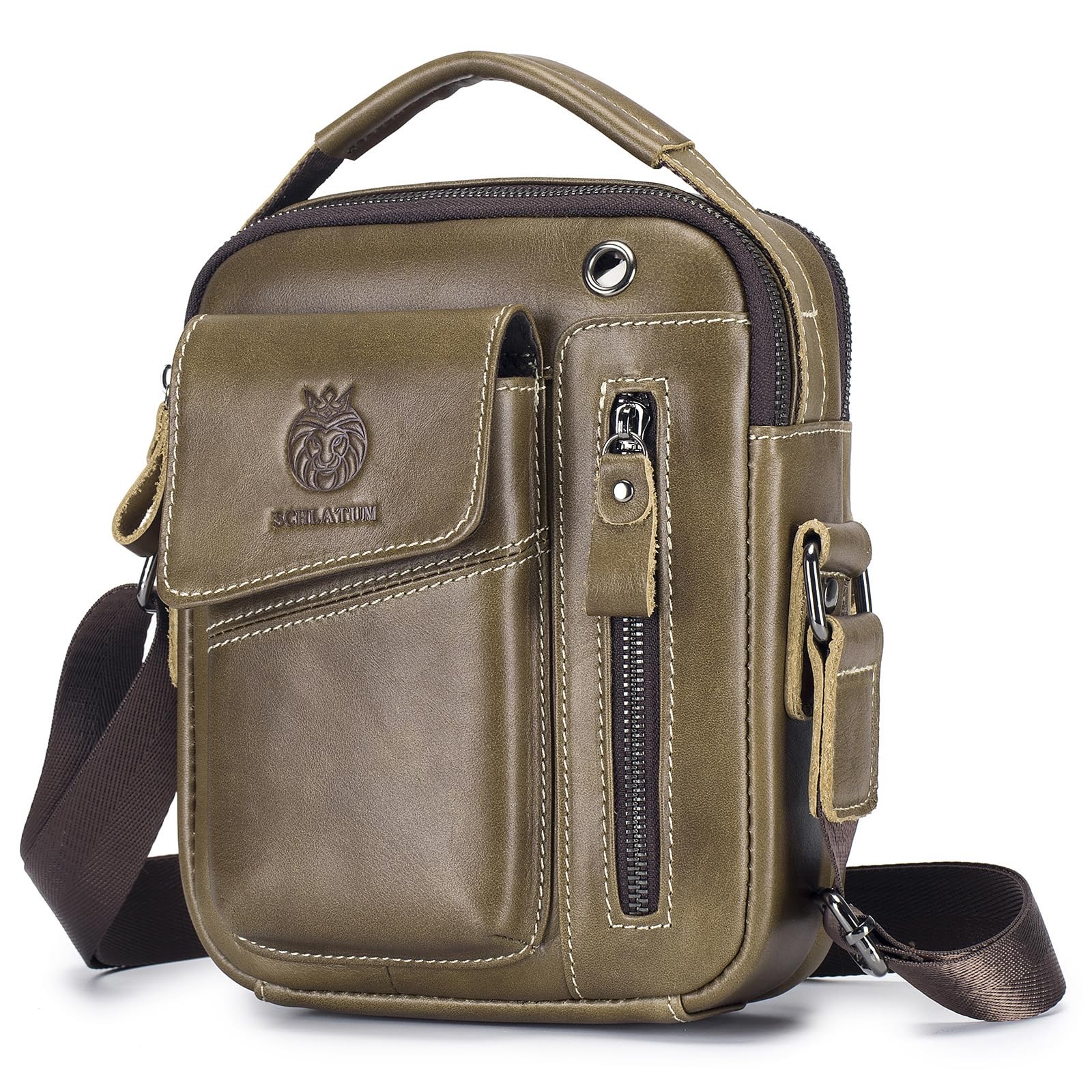 Leather Shoulder Bag Men Small Crossbody Purse Handbag Travel Business Casual