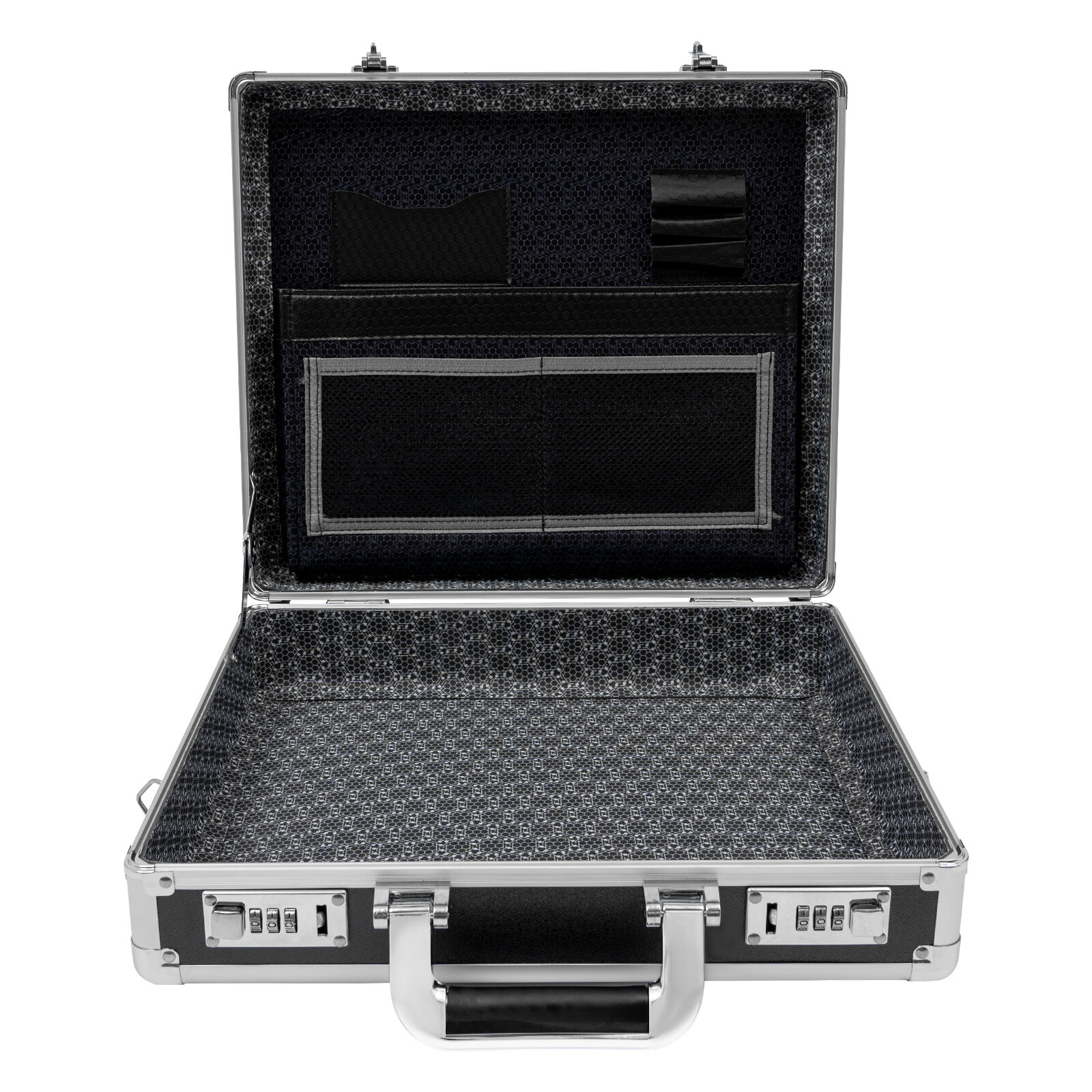 Aluminum Hard Case Big Capacity with Combination Lock Briefcase with Pocket New