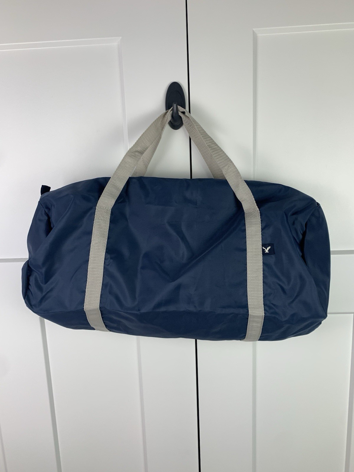 American Eagle Duffle Bag Navy Blue & Light Beige Travel Weekend Gym Work