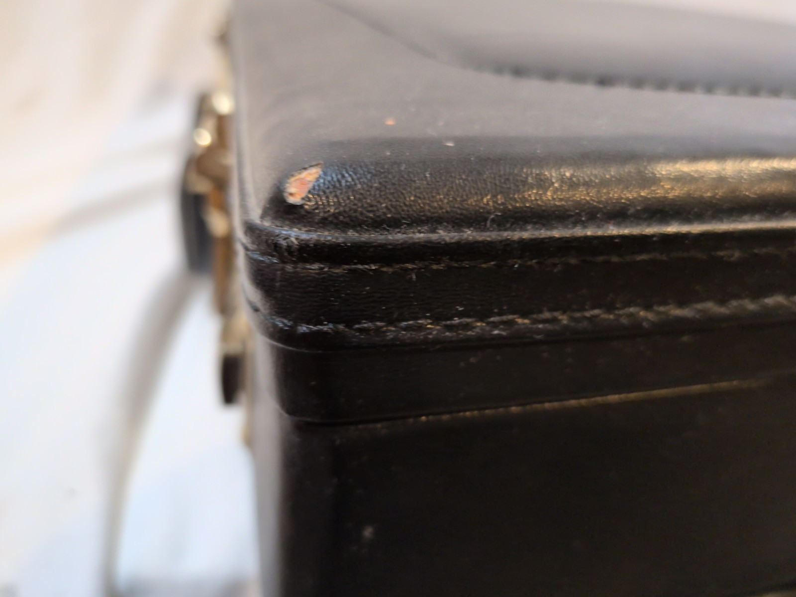 Briefcase Black Leather Brass Combination Lock Latches Attache Laptop