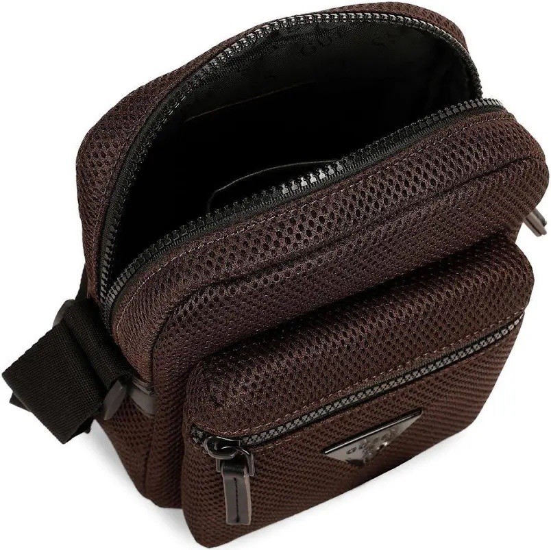 GUESS NWT Compact Mesh Crossbody- Dark Brown (Unisex)