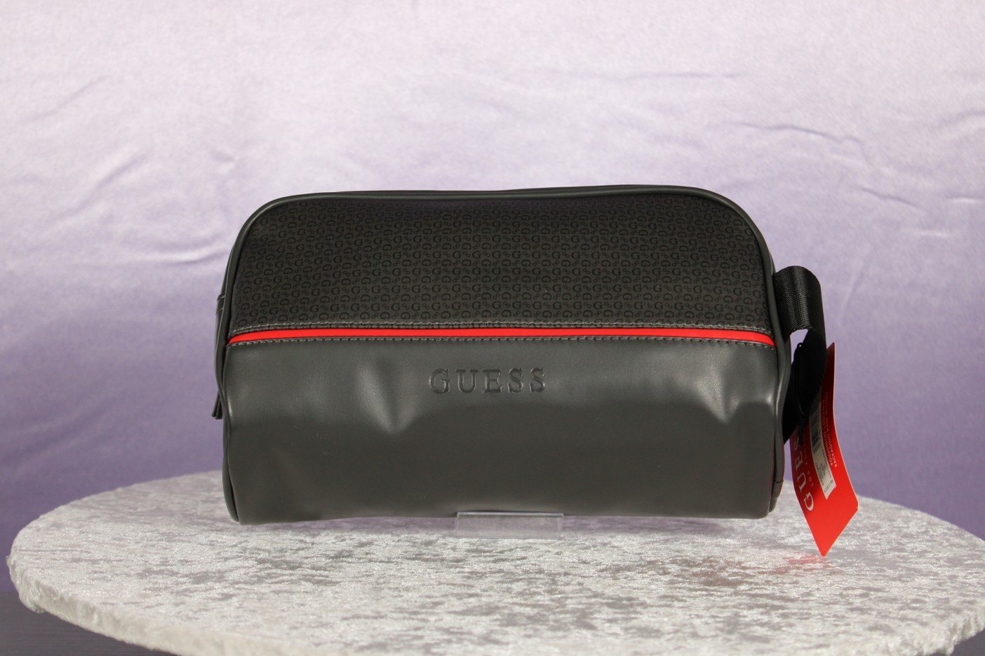 GUESS Men’s Travel Kit Toiletry Bag Black Red Stripe NWT