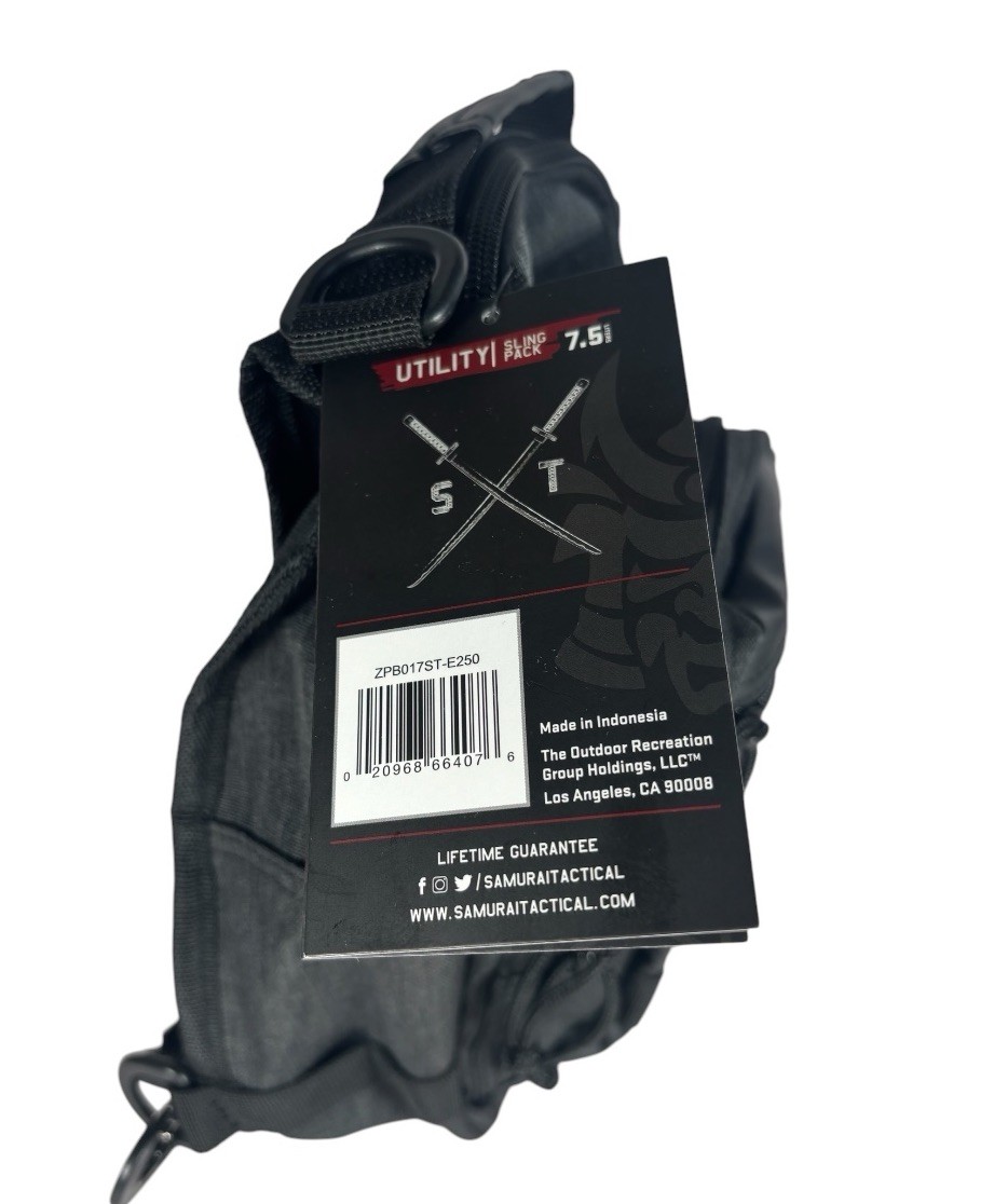 Samurai Tactical Utility Sling Pack 7.5L Black EDC Crossbody Chest Bag NWT