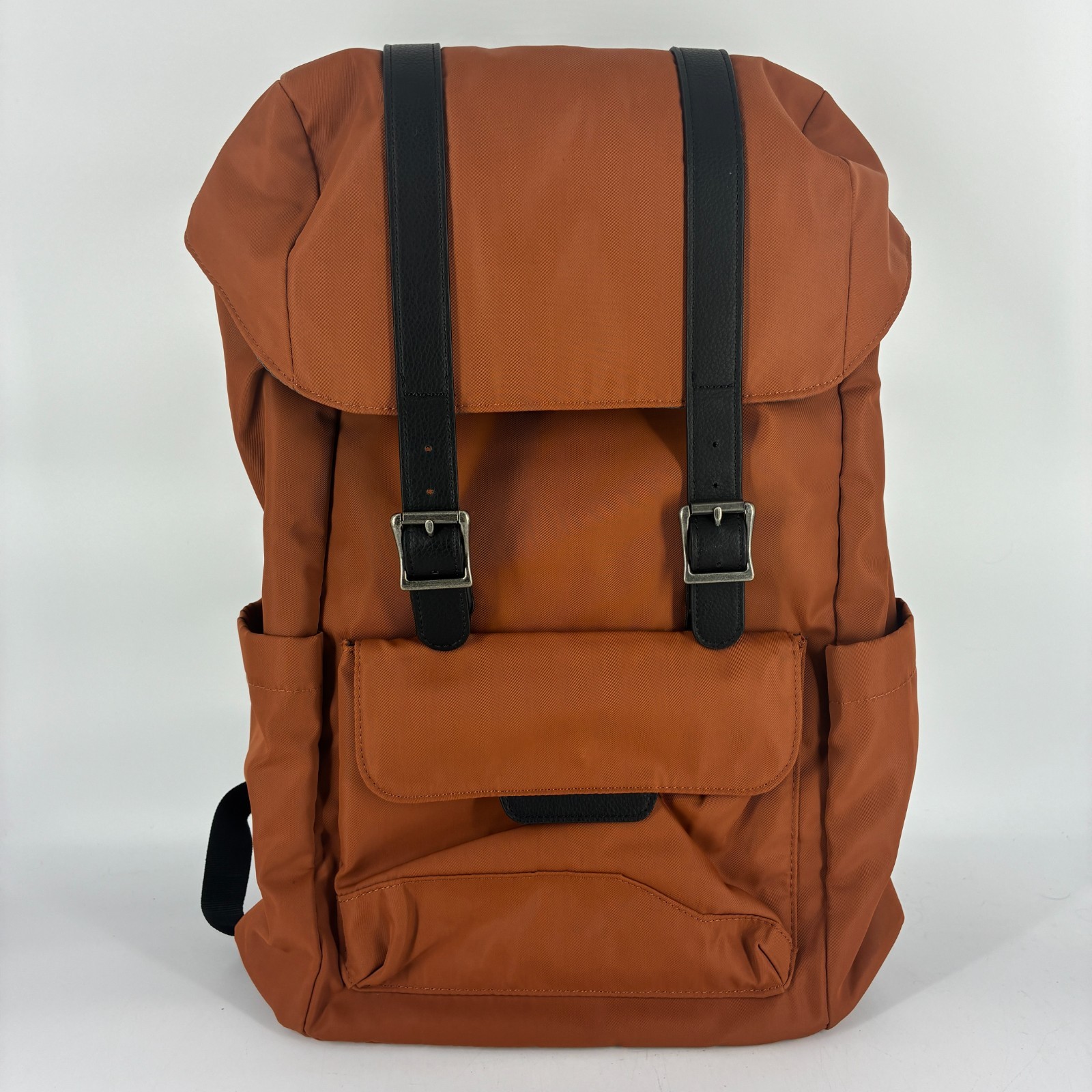 Open Story Fitted Flap Backpack Rust Amber Brown Magnetic Closure