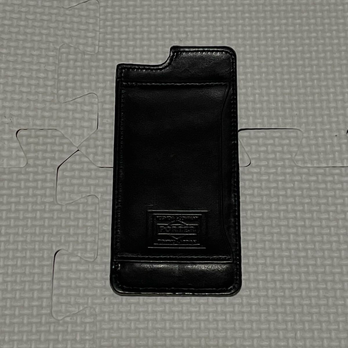 Porter Yoshida Kaban Logo Premium Leather IC Card Pass Case Black 12cm x 5.7cm