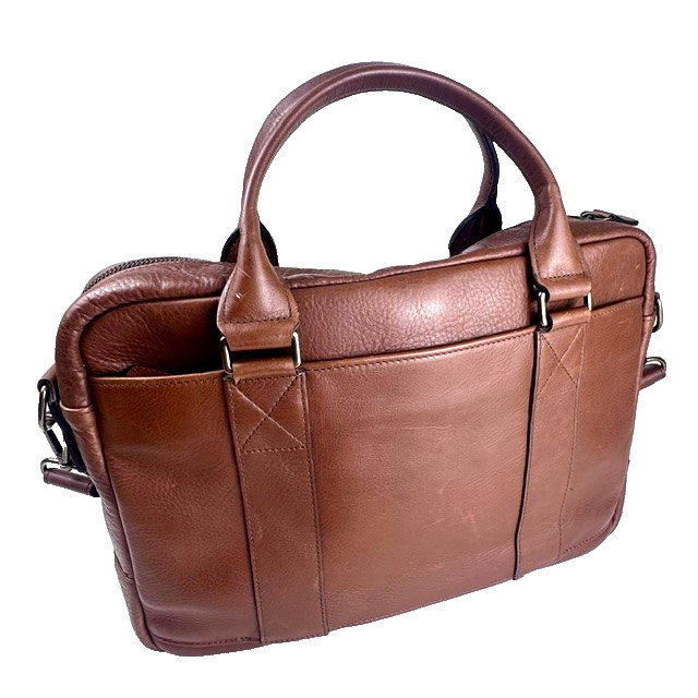 Tecovas Bourbon Brown Leather Briefcase Laptop Travel Bag w/ Shoulder Strap