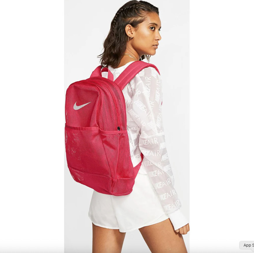Nike Brasilia 9.0 Mesh Net Training School Travel Beach Backpack 26L Pink White