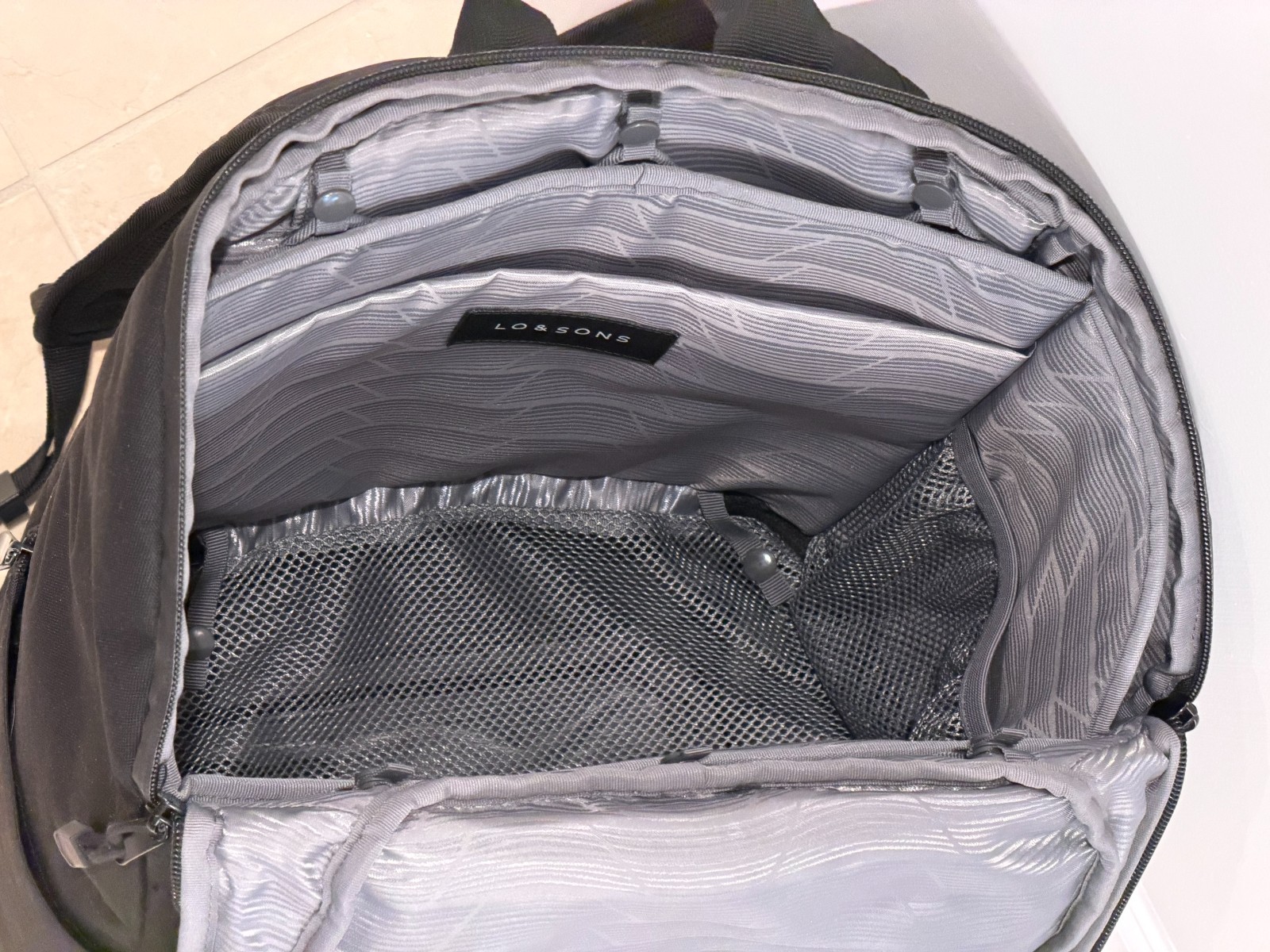 Lo & Sons Hakuba Black Backpack, Grey Interior, Laptop And Multiple Other Pocket