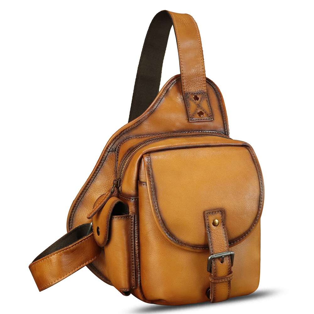 Genuine Leather Sling Bag for Women and Men Leather Crossbody Bag Sling Backpack