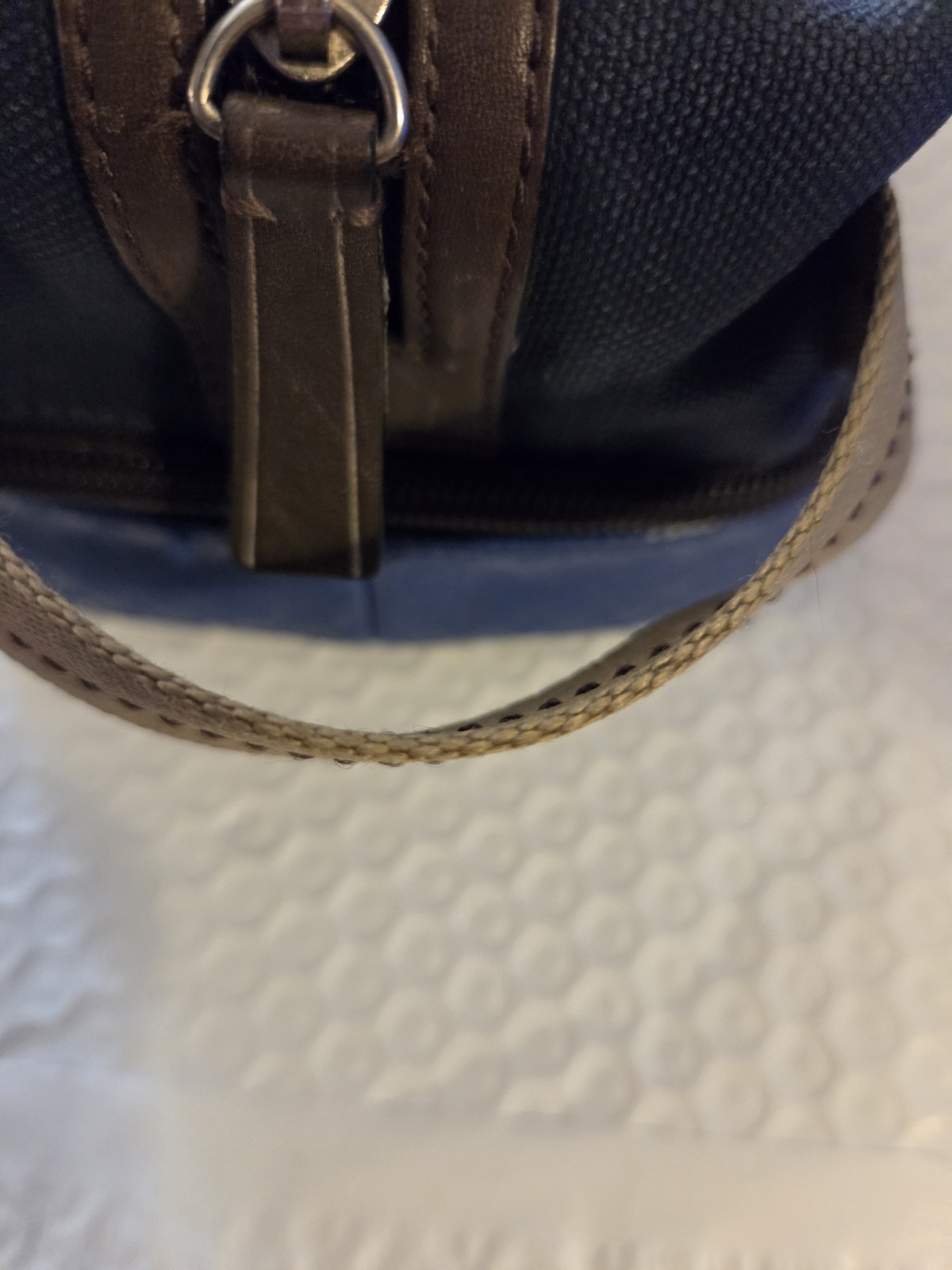 Coach Signature Two Tone Blue W/Leather Trim Dopp Lott Toiletry Bag