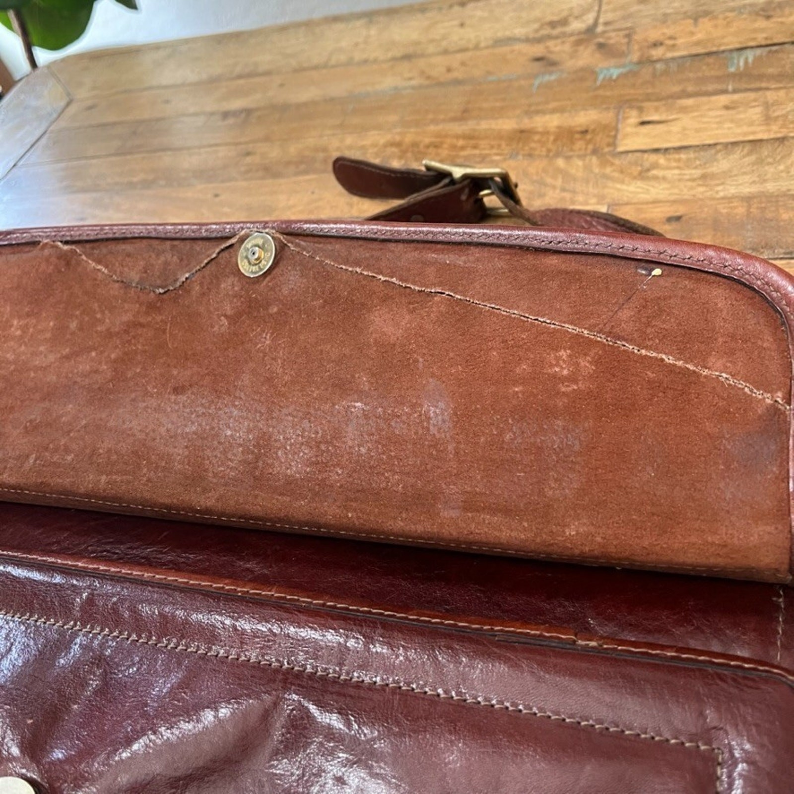 Jack Georges Woven Leather Tuscany Executive Briefcase 16″ Crossbody Brown