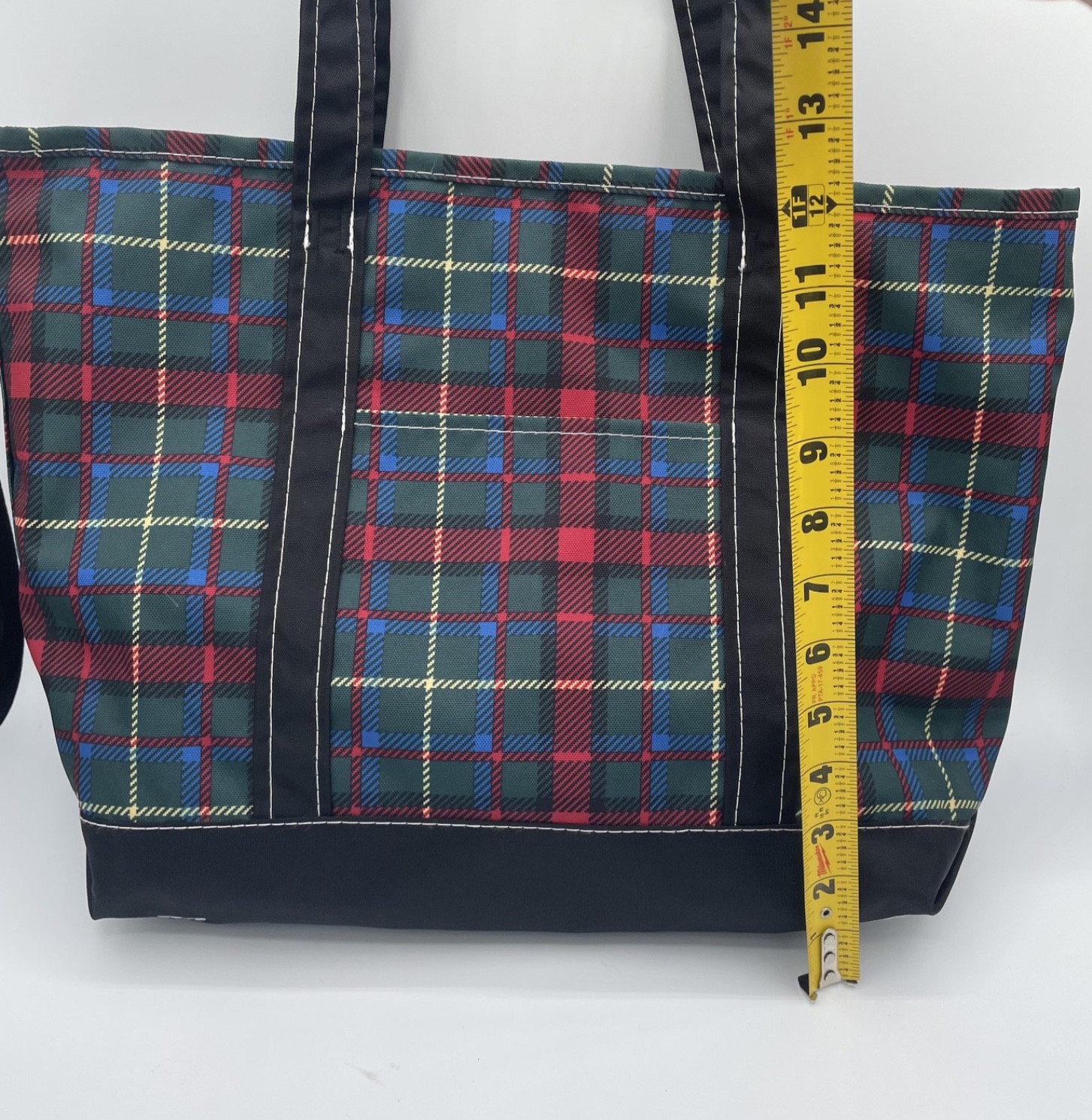LL Bean Everyday Lightweight Nylon Boat Tote Bag Plaid Tartan Medium Travel