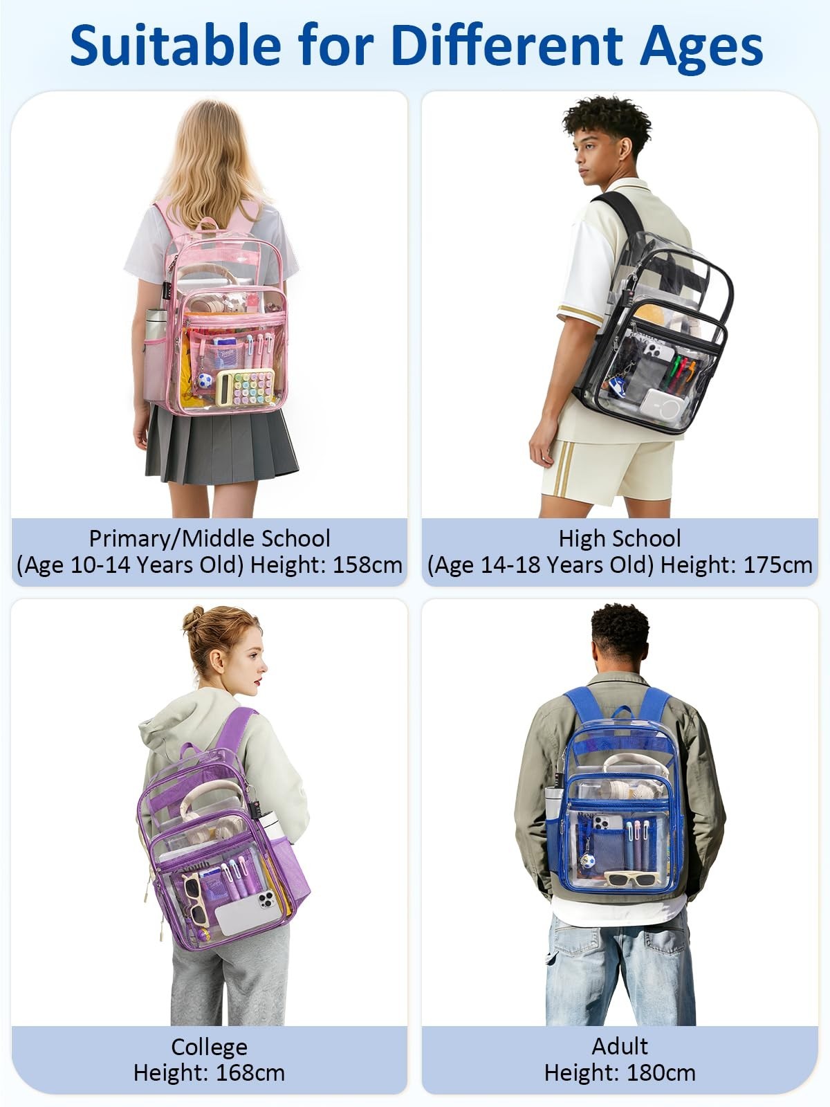 Extra Large Clear Backpack with TSA Lock – Heavy Duty Transparent Bookbag for Co