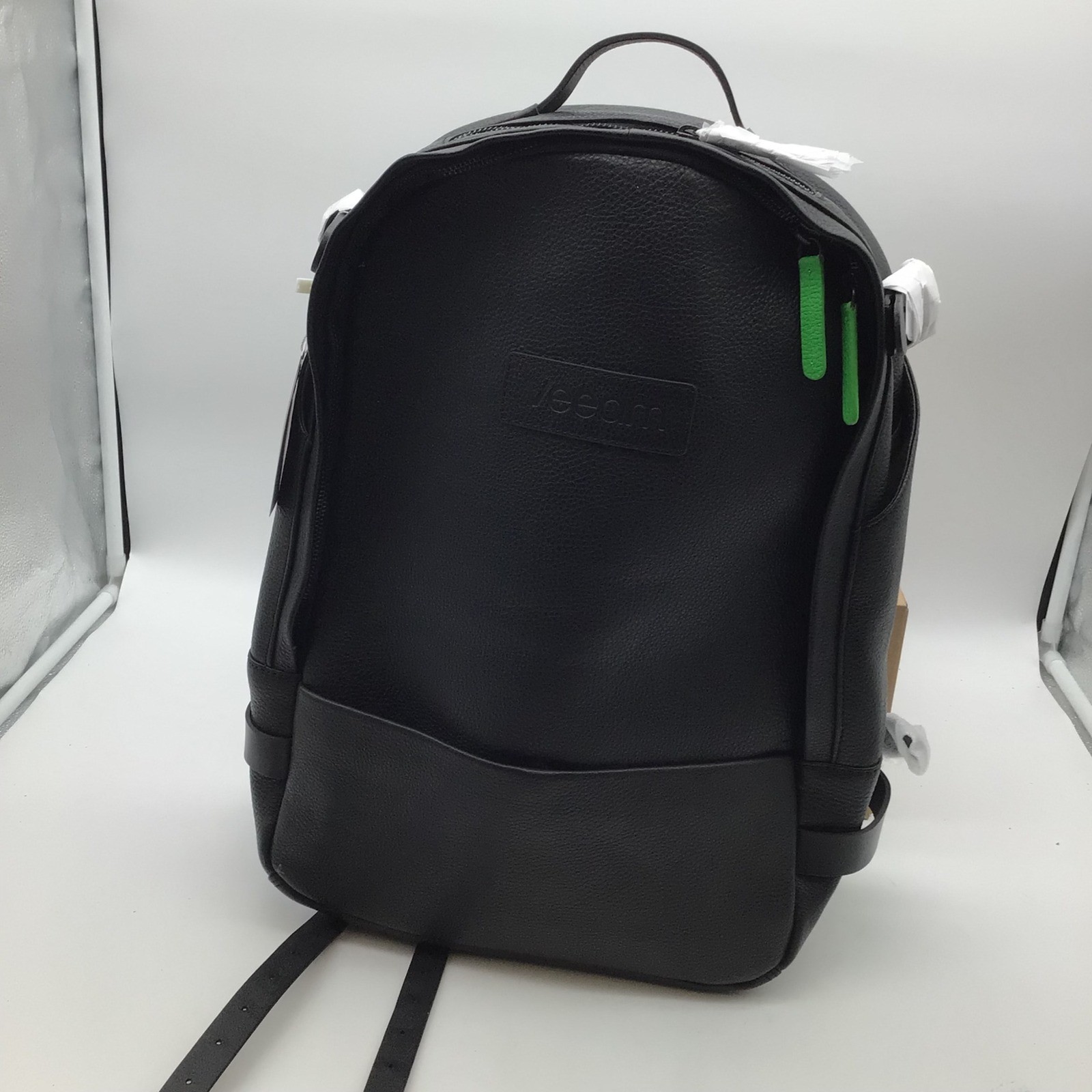 Outback Black Leather Backpack Veeam Adjustable Straps Travel Work School NWT