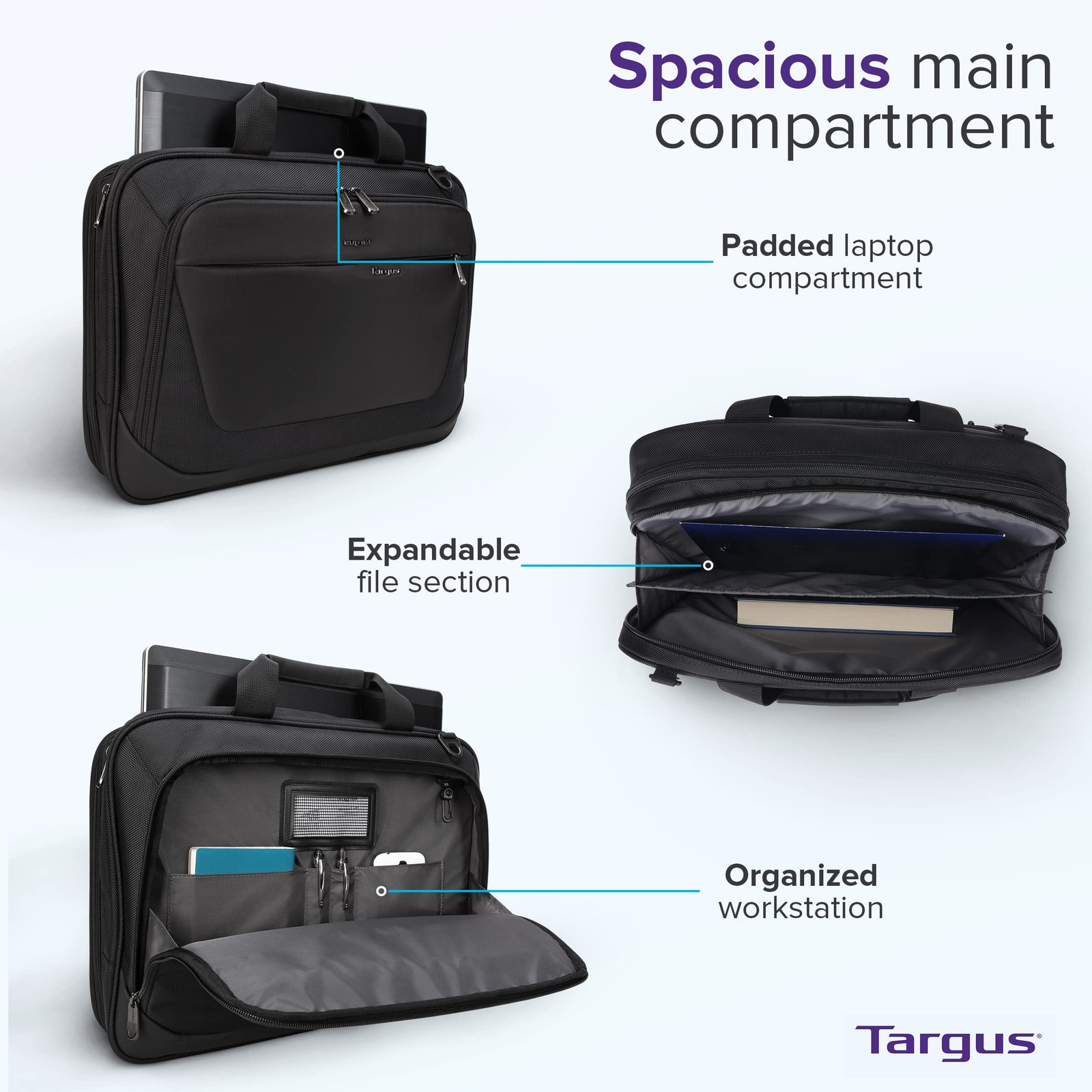 Essentials Check point friendly laptop Briefcase 16 inch Black Envio Briefcase