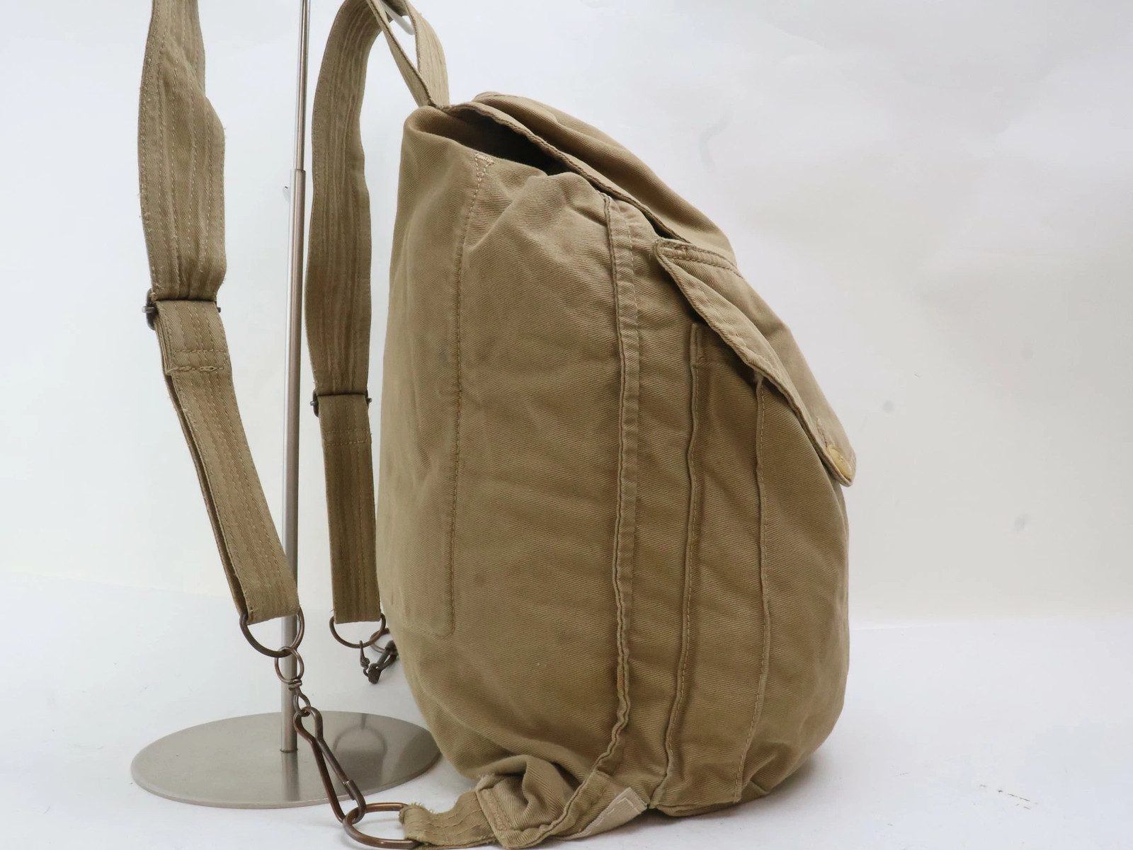 RRL Double RL Backpack Canvas Khaki Metal Ralph Lauren 26cm x 45cm x 9cm Auth