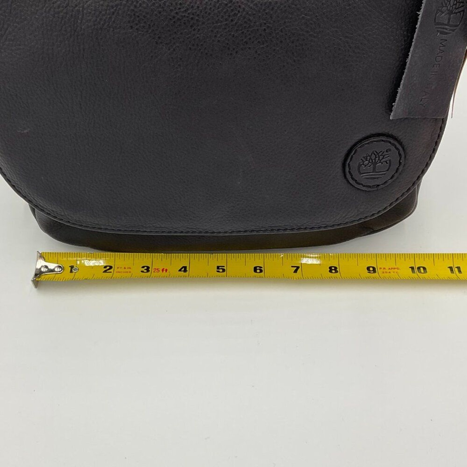 New Timberland Leather Messenger Saddle Bag Black Crossbody Adjustable Strap NWT