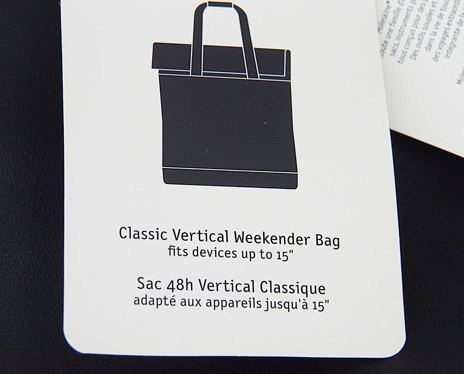 Moleskine Classic Vertical Weekender Bag Backpack Faux Leather Black