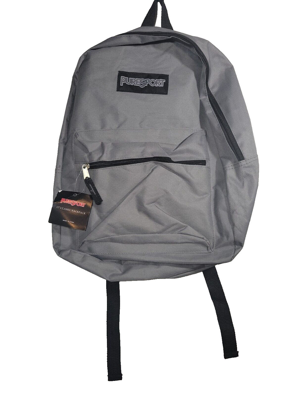 PureSport Classic Backpacks 17″ x 12″ x 5.5″ Grey 600D Polyester 101-17GRY