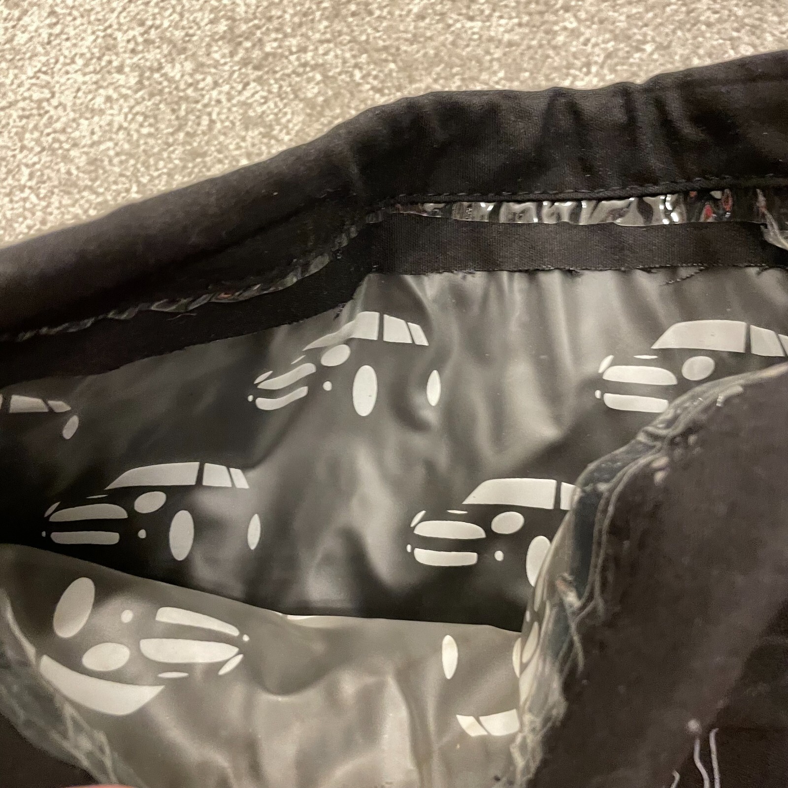 Mini Cooper Backpack Black Bulldog Drawstring Racing Car Accessory Tote Dog *