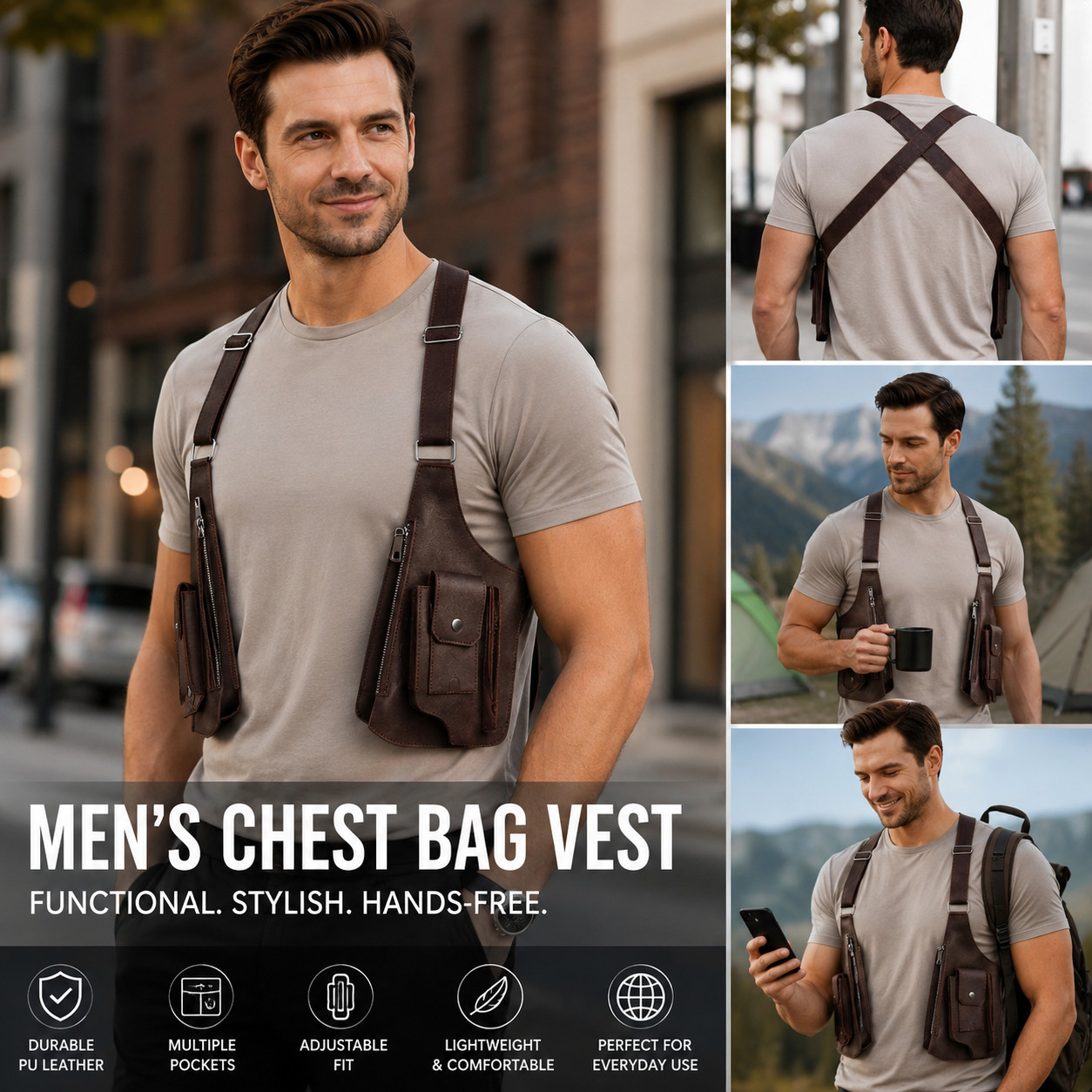 Adjustable Anti-Theft Underarm Shoulder Bag PU Leather Wallet Holster Bag US