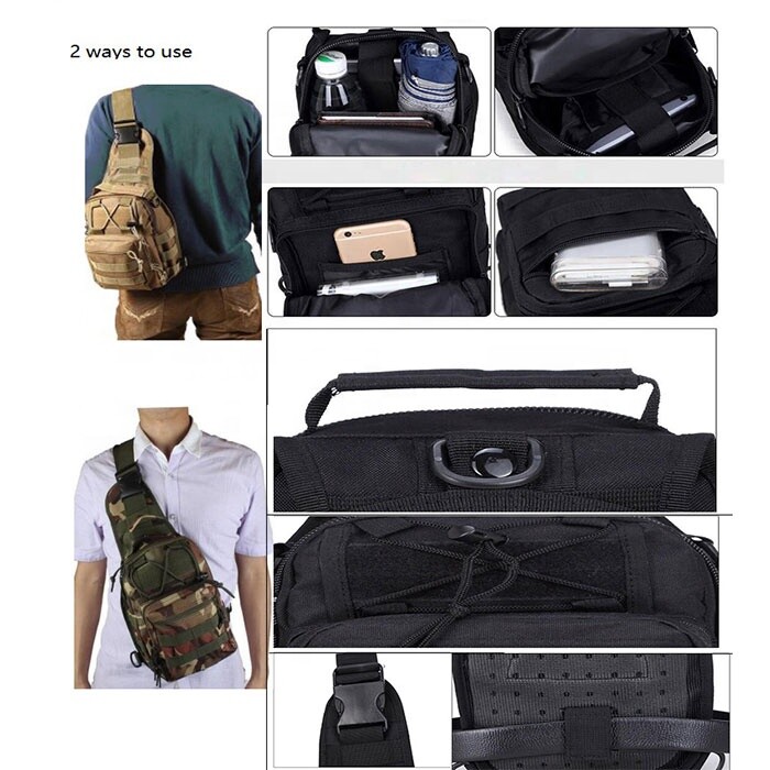 Men Backpack Molle Tactical Sling Chest Pack Shoulder Bag Outdoor Hiking Travel