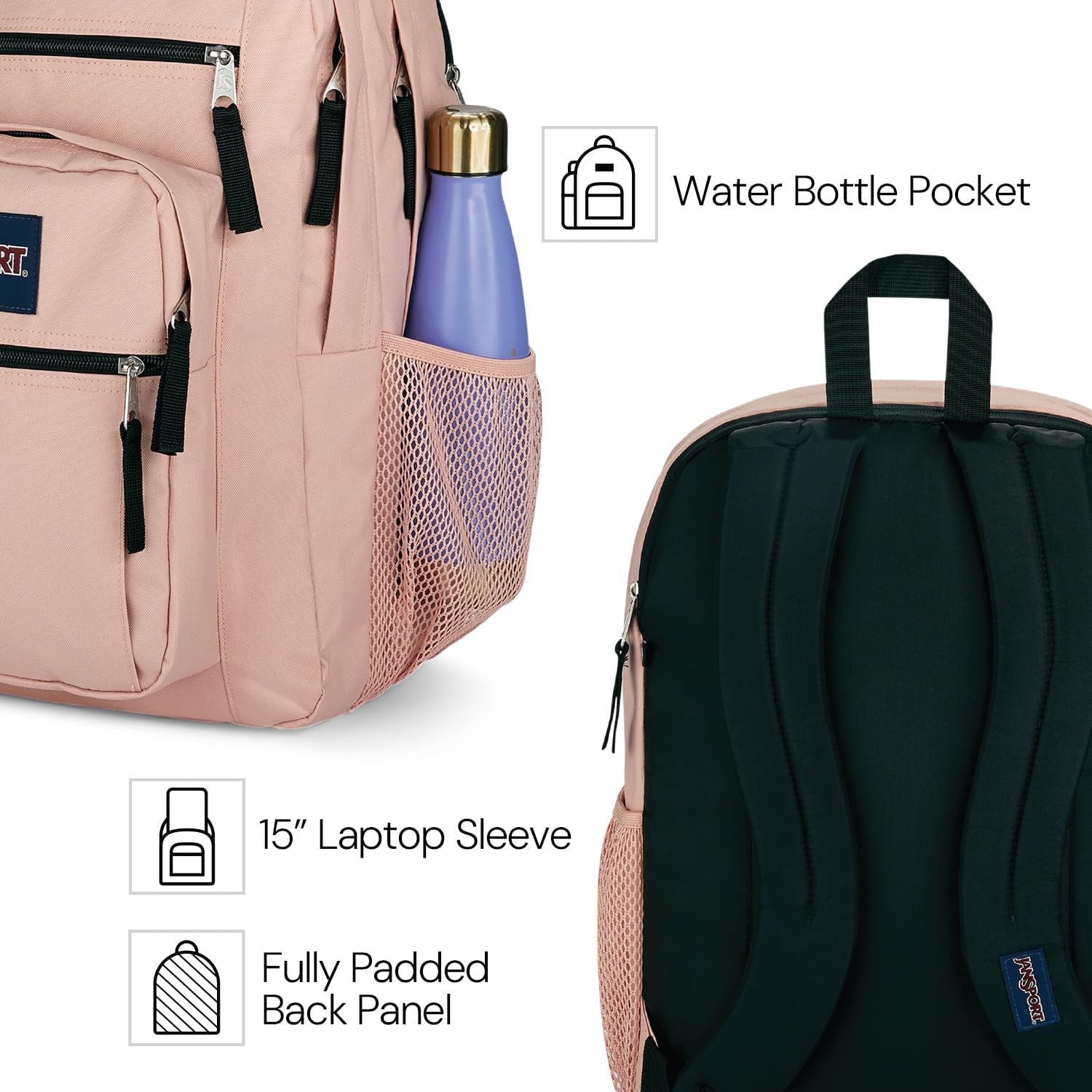 JanSport Laptop Backpack – Computer Bag with 2 Compartments, One Size, Black