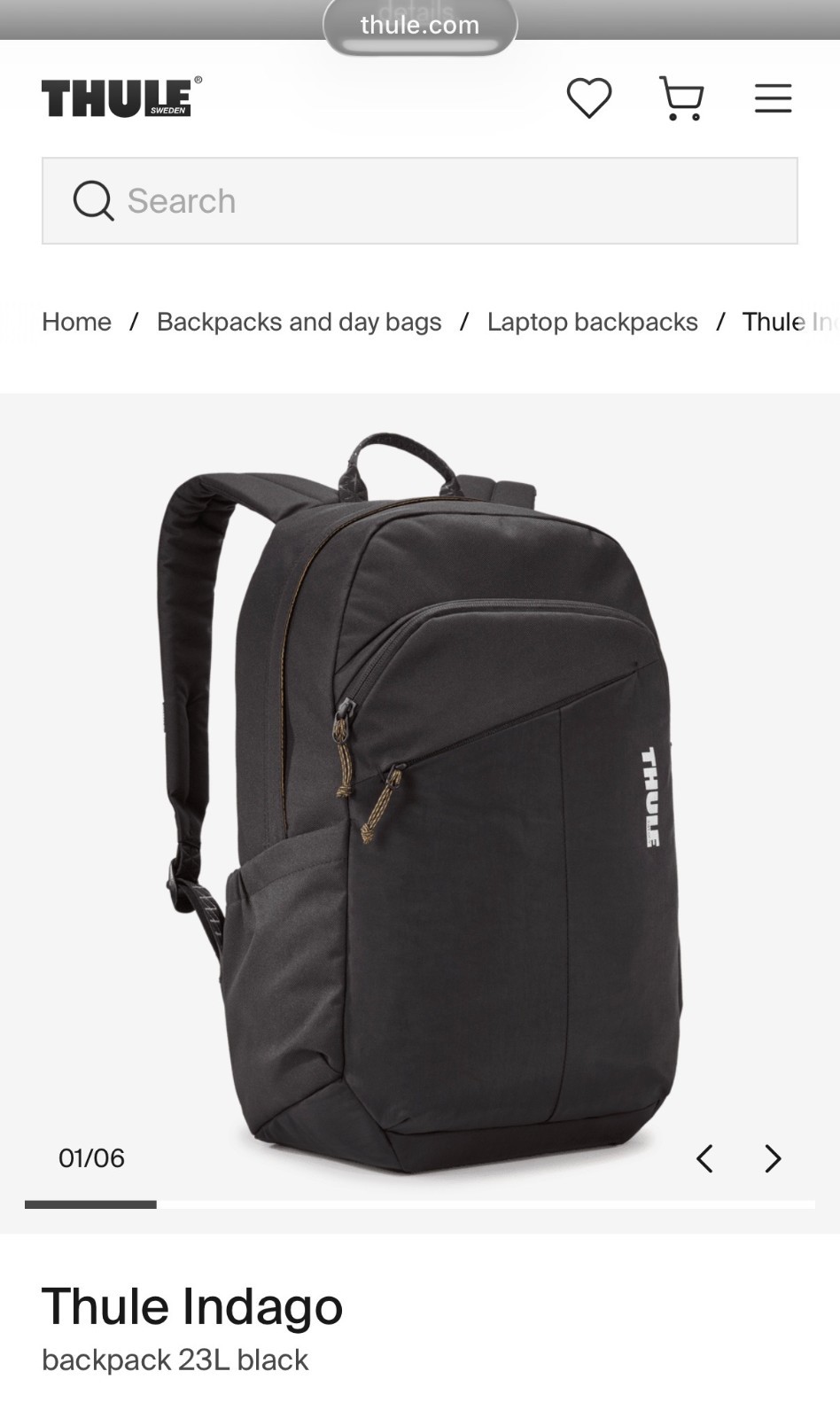 Thule Indago Black Backpack – Brand new!