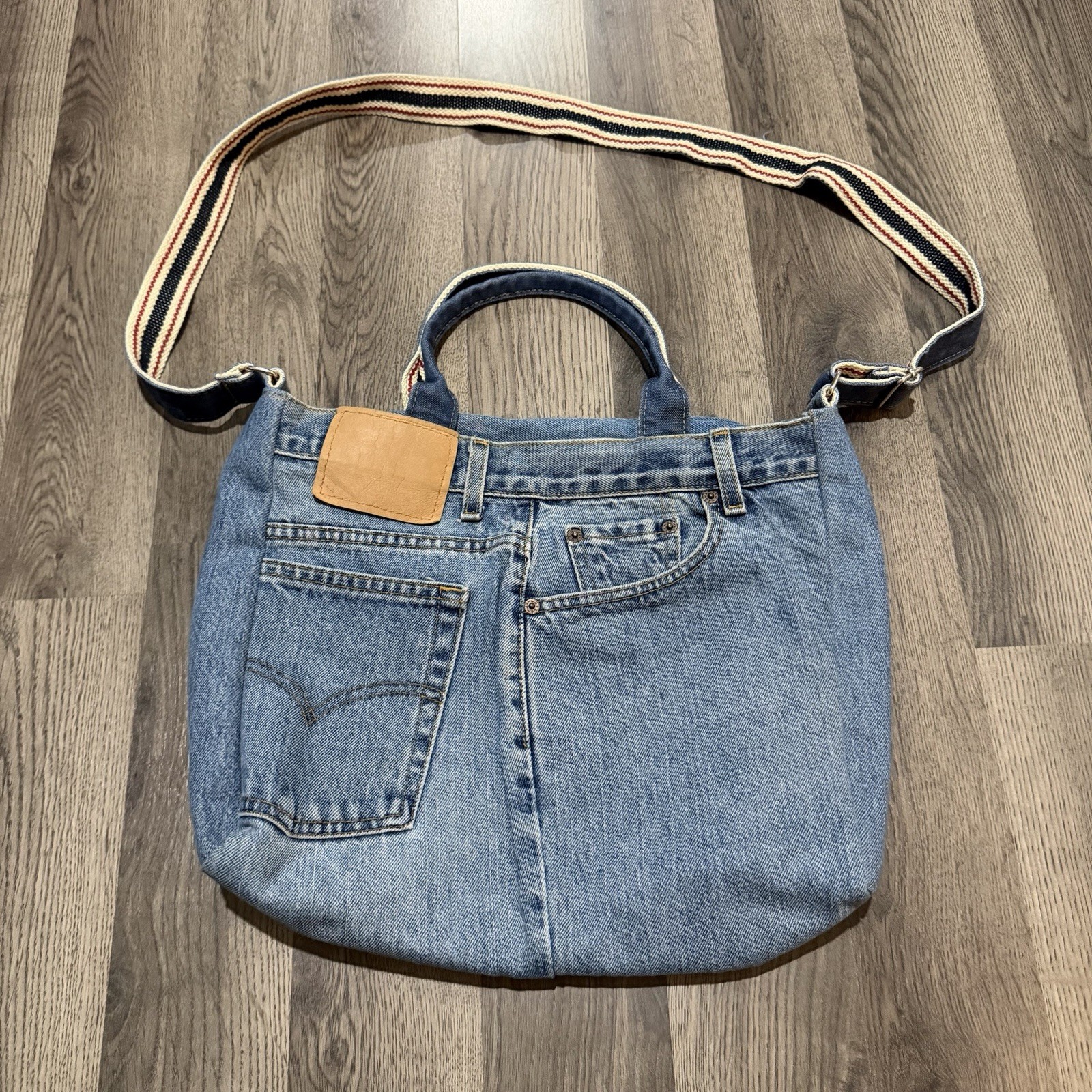 Custom Levis Denim Tote Bag Upcycled Jeans Crossbody Shoulder Bag Vintage