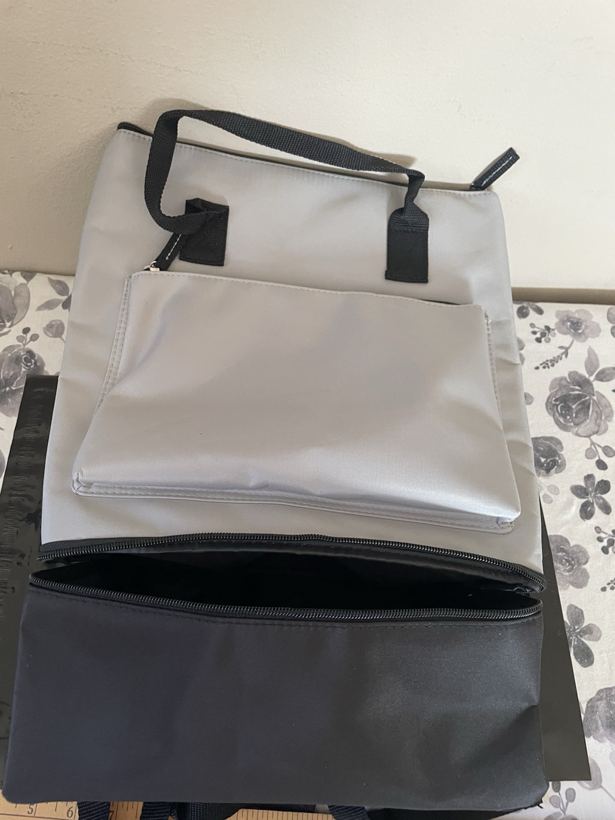 DSW Backpack Light Grey & Black Nylon NWOT
