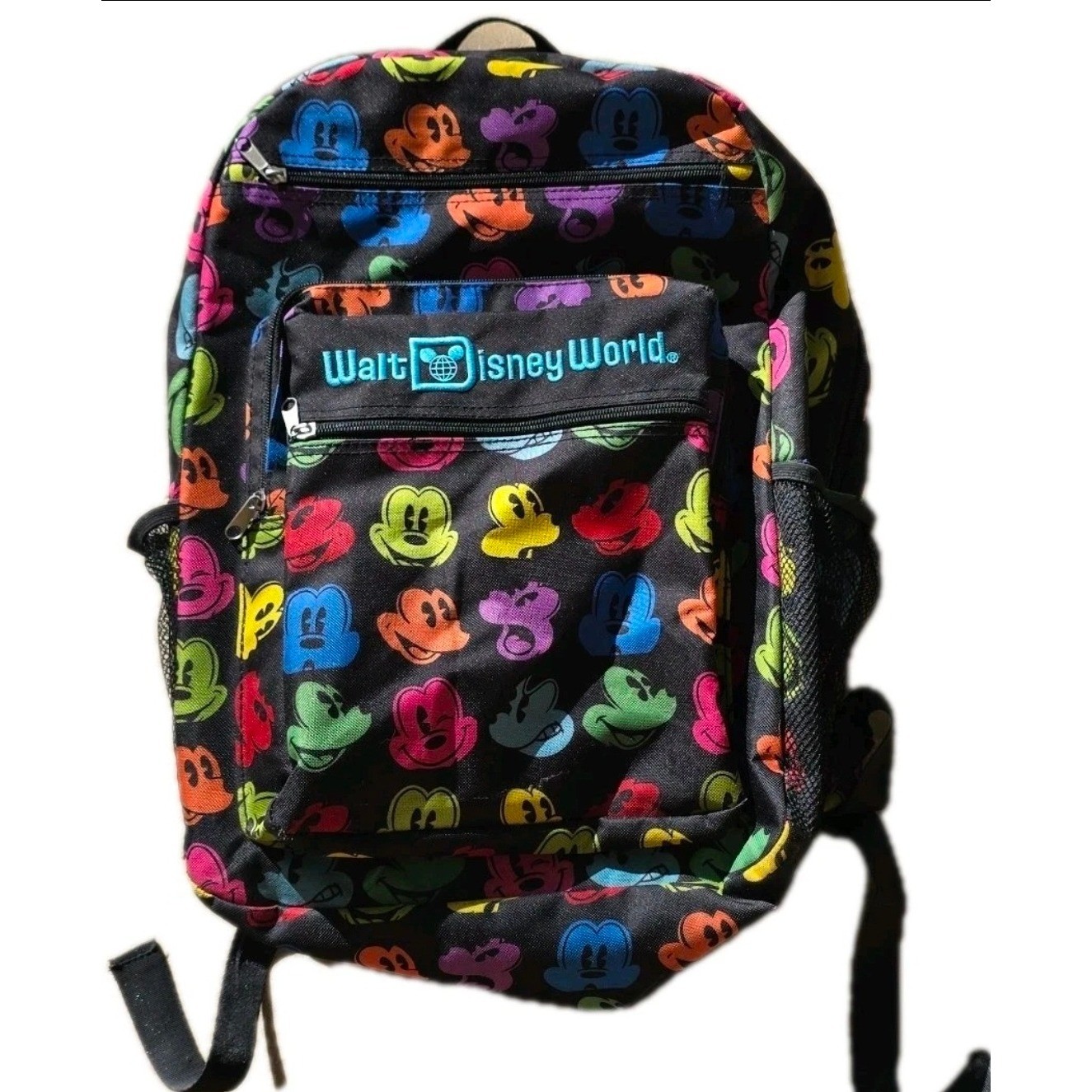 Disney Backpack Black Mickey Mouse All Over Print Walt Disney World Bag