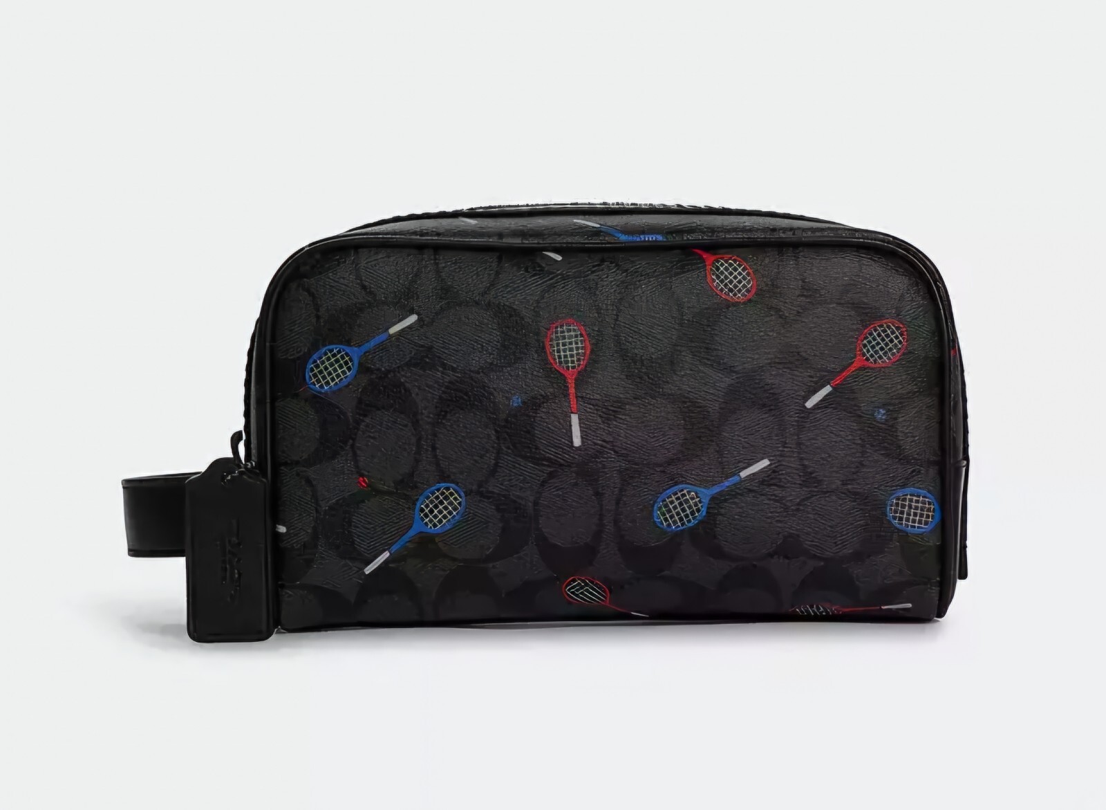 COACH Small Travel Kit Signature Canvas W/ Tennis Racquet PrintCharcoal C9585