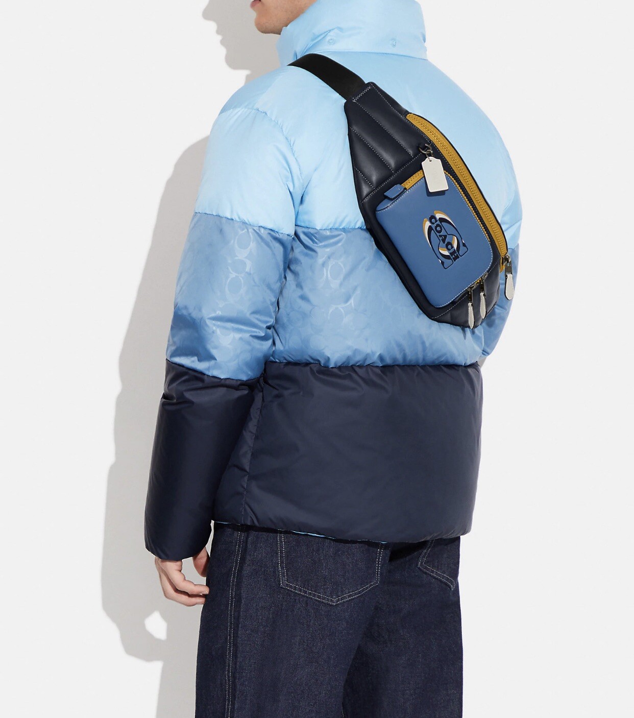 Coach Men Track Belt With Quilting And Coach Stamp Bag