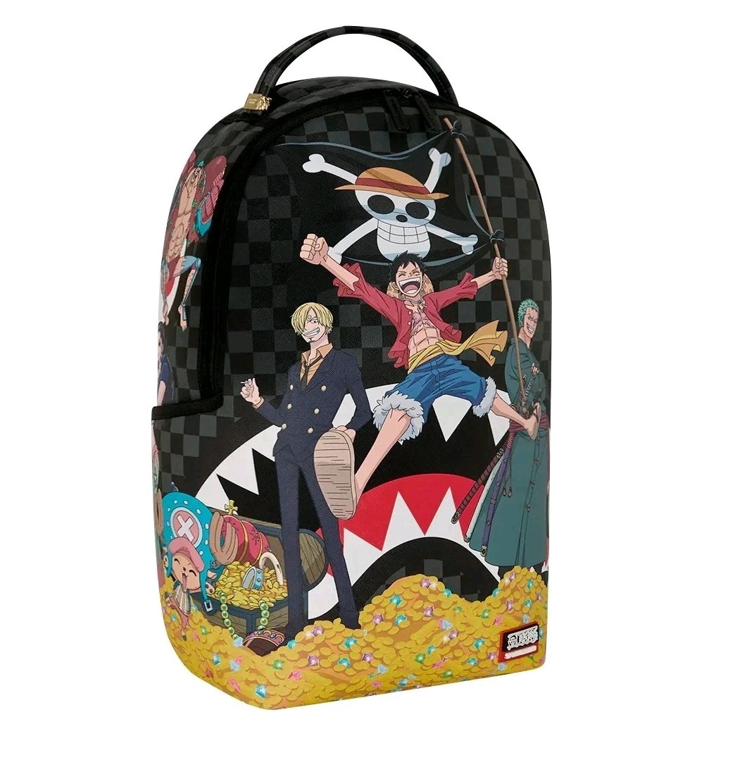 🔥🔥Sprayground One Piece TREASURE HUNT Backpack Black Bookbag Kids School Bag