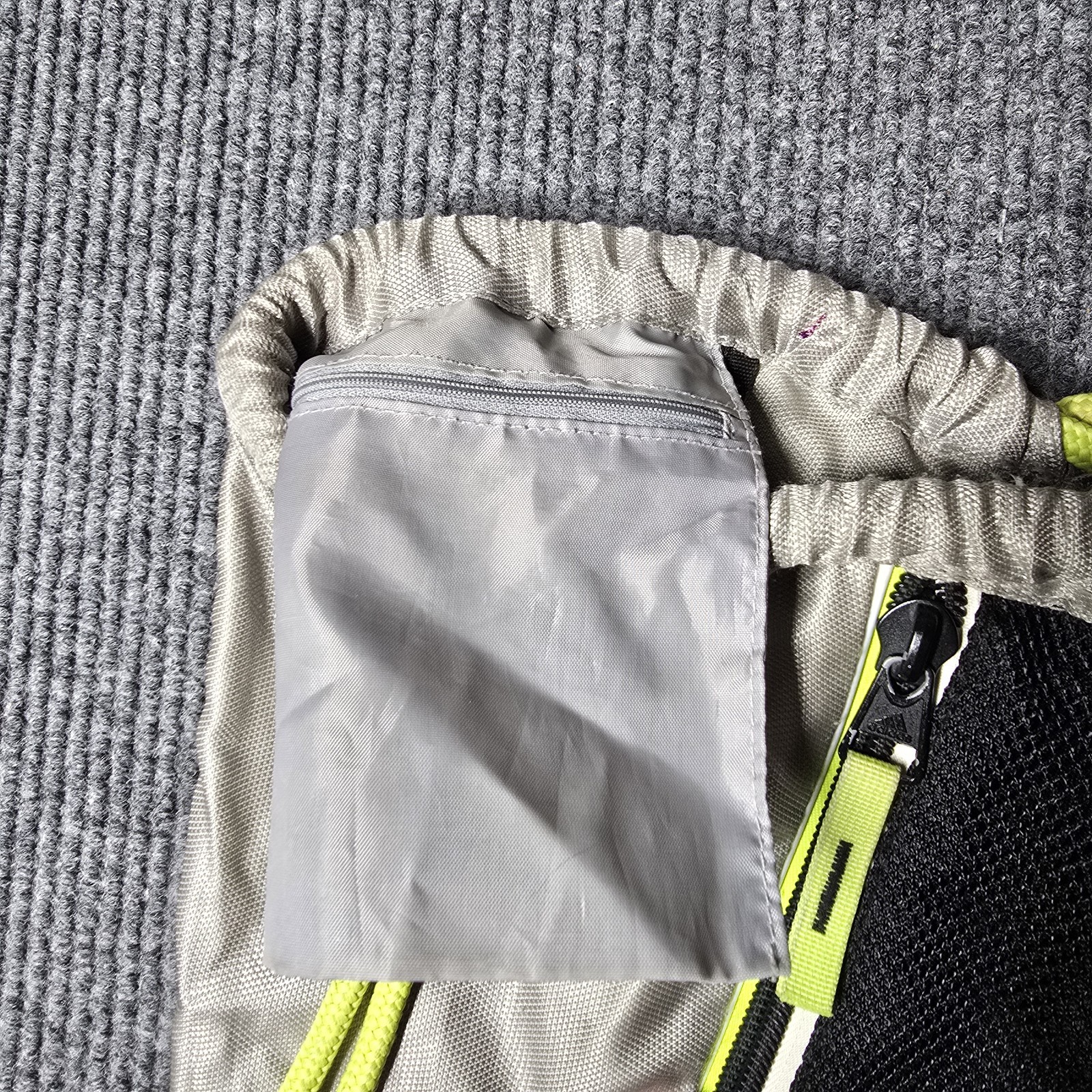 adidas REVERSIBLE Drawstring Backpack Sackpack 14″x18″ Black/Volt 3-Stripes